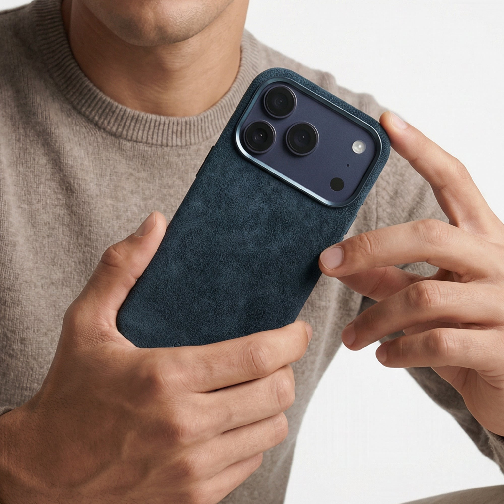 iPhone 17 Pro - Coque Alcantara - Bleu marine