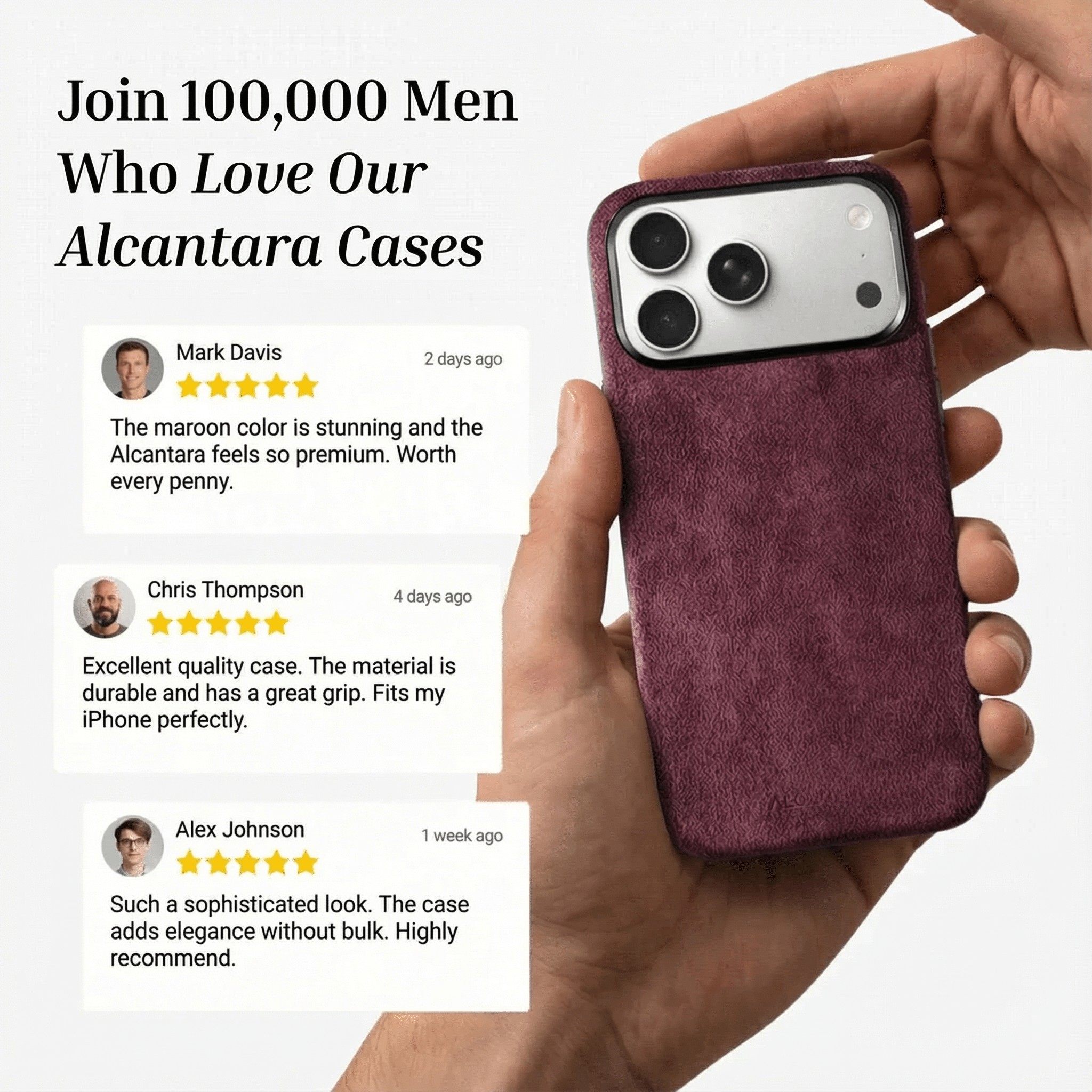 iPhone 17 Pro - Coque en Alcantara - Rouge bordeaux