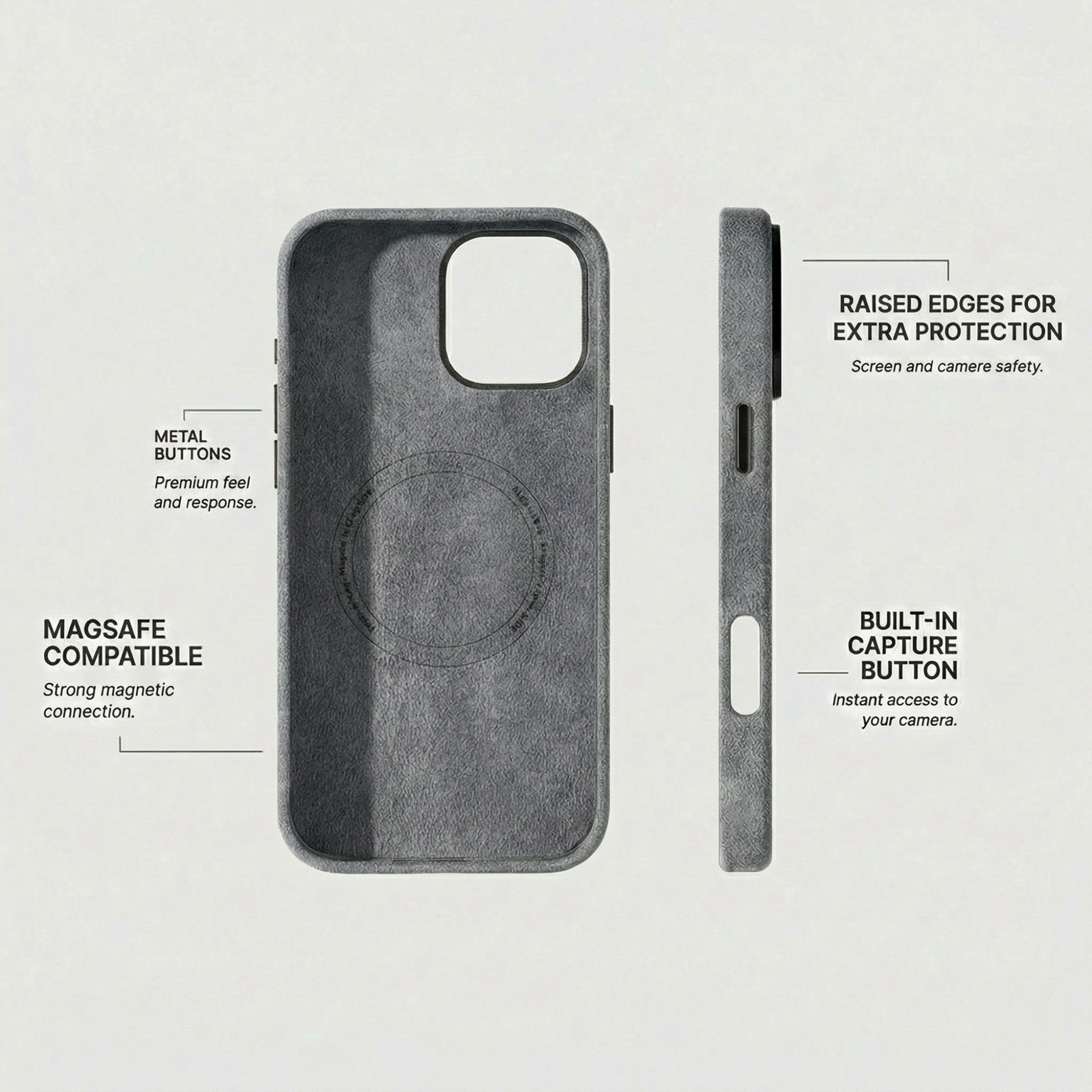 iPhone 16 Pro - Coque Alcantara - Gris Nardo