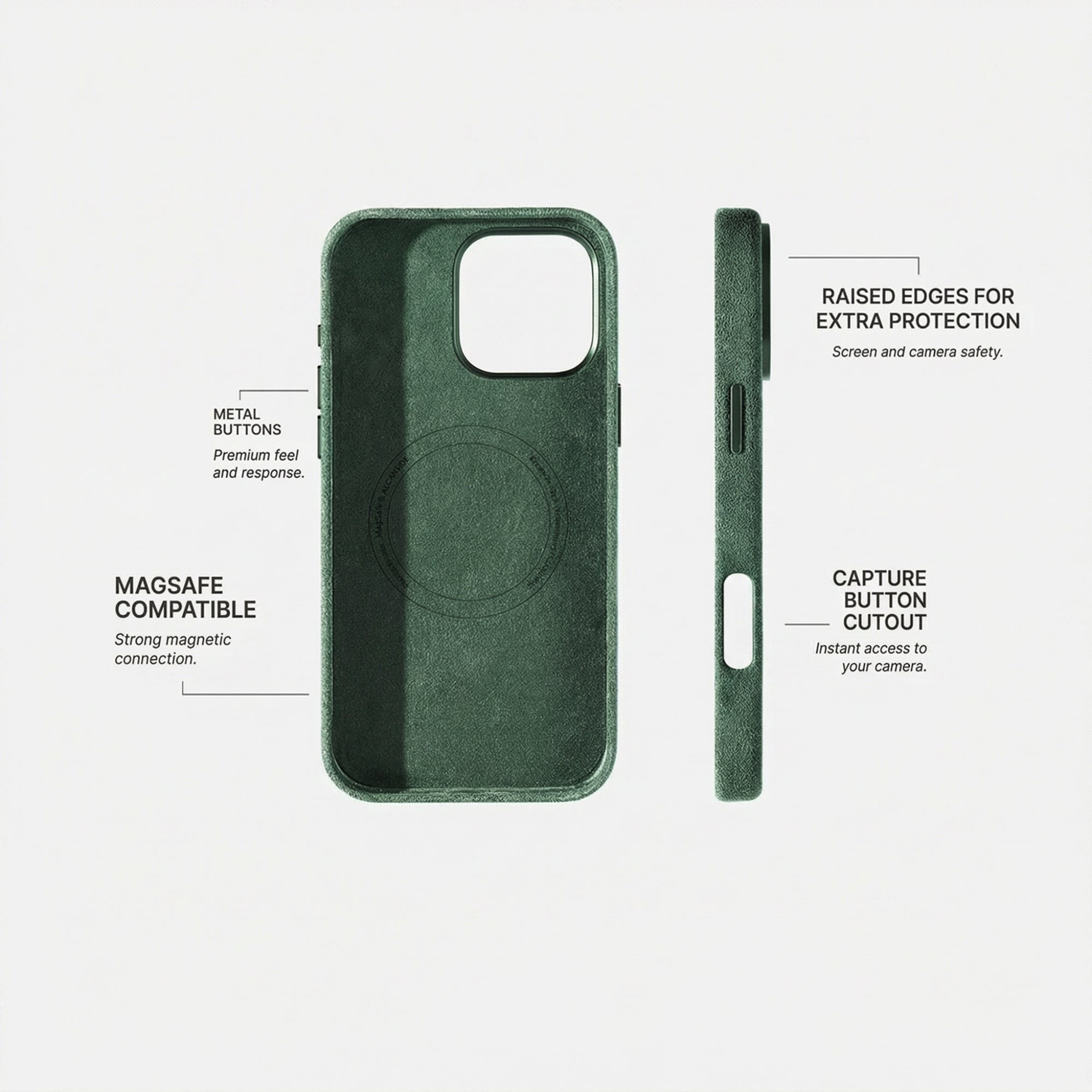 iPhone 16 Pro - Coque Alcantara - Vert nuit