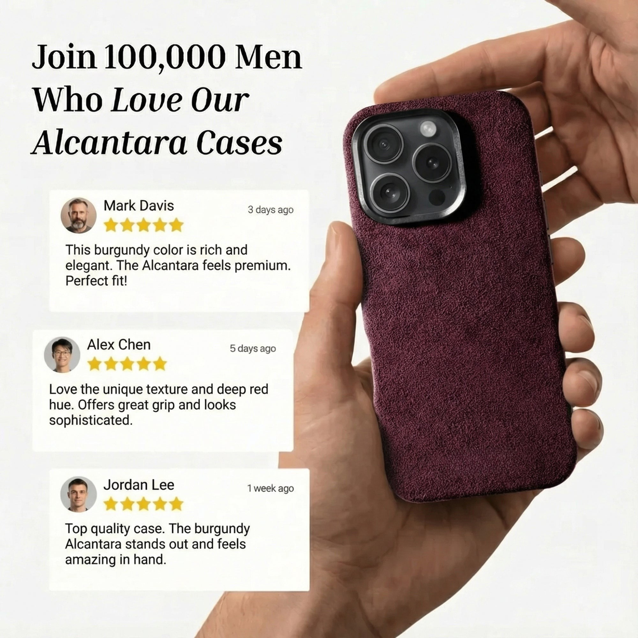 iPhone 16 Pro - Coque Alcantara - Rouge Bordeaux