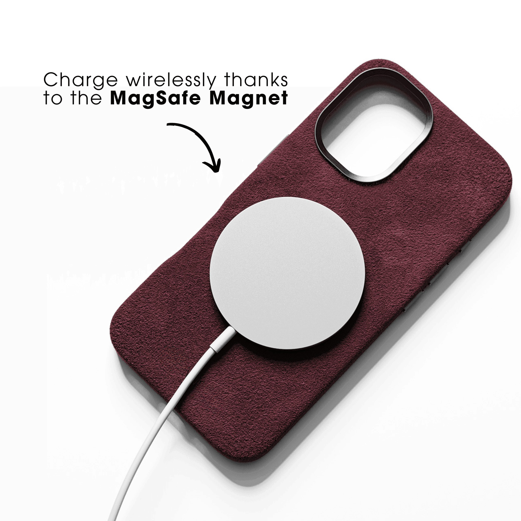 iPhone 16 Plus - Coque Alcantara - Rouge bordeaux