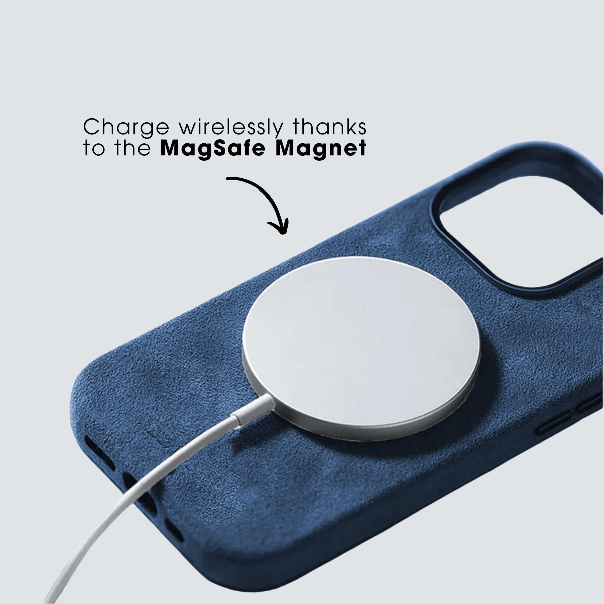 iPhone 15 Pro - Coque en Alcantara - Bleu océan