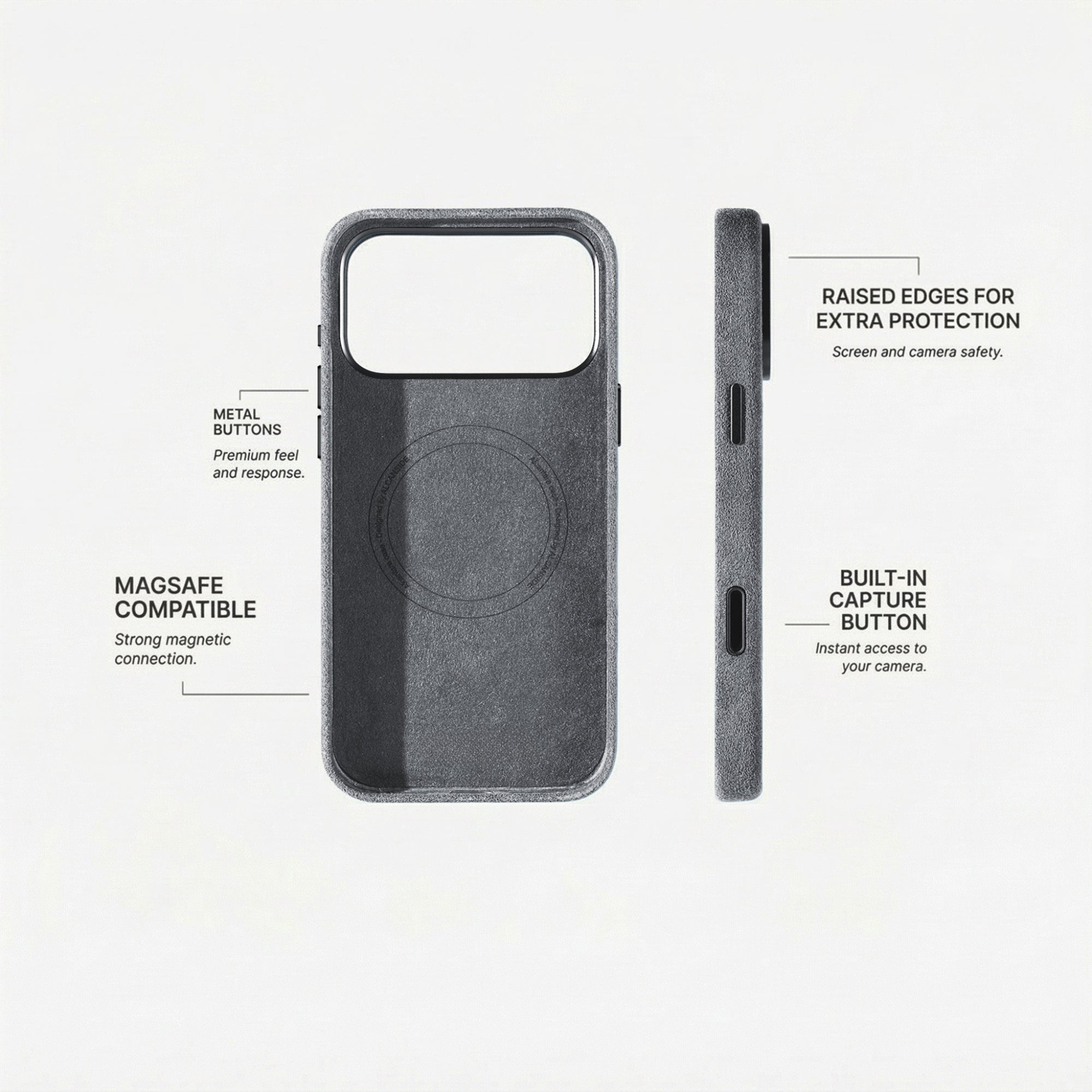 iPhone 17 Pro Max - Coque en Alcantara - Gris Nardo