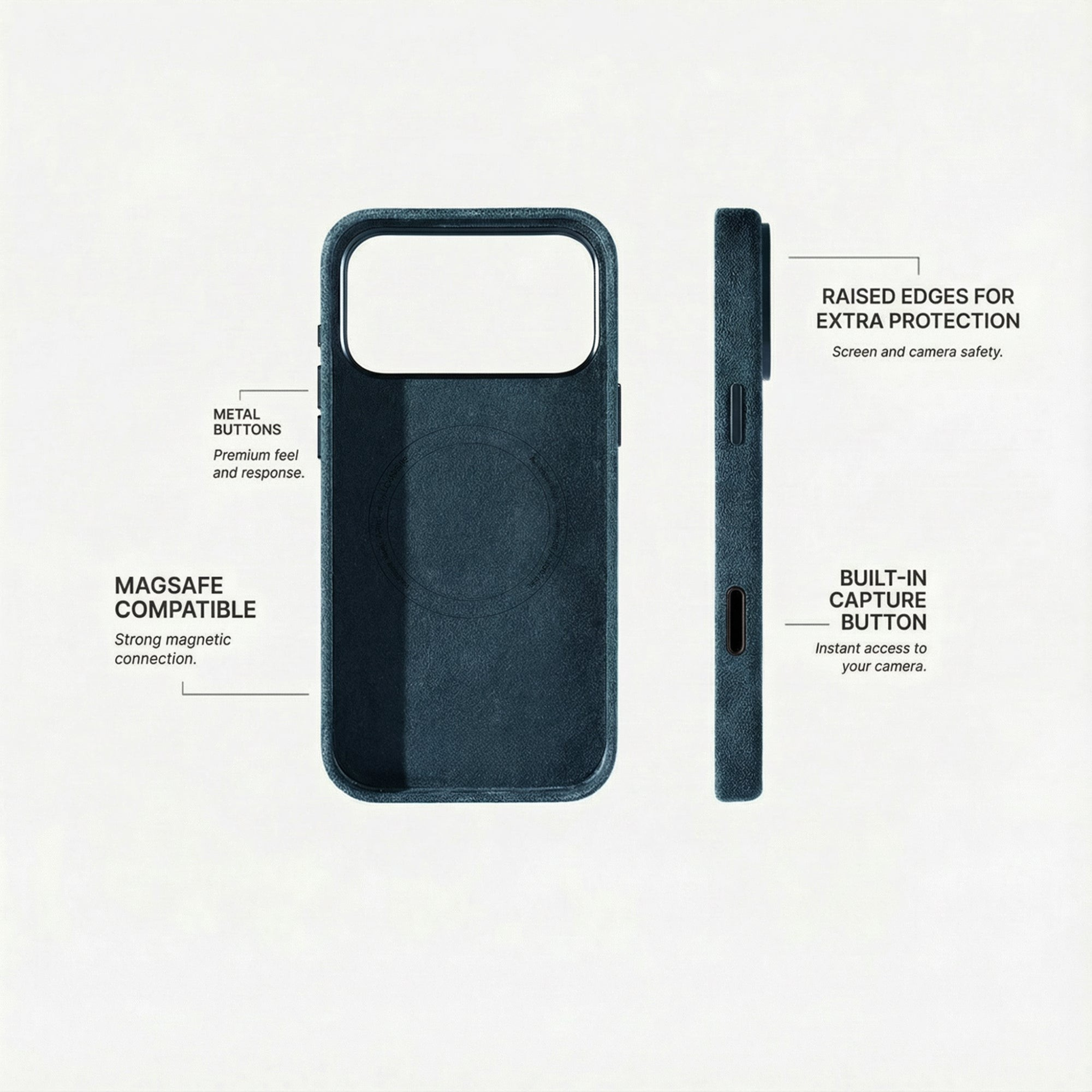 iPhone 17 Pro Max - Coque en Alcantara - Bleu marine