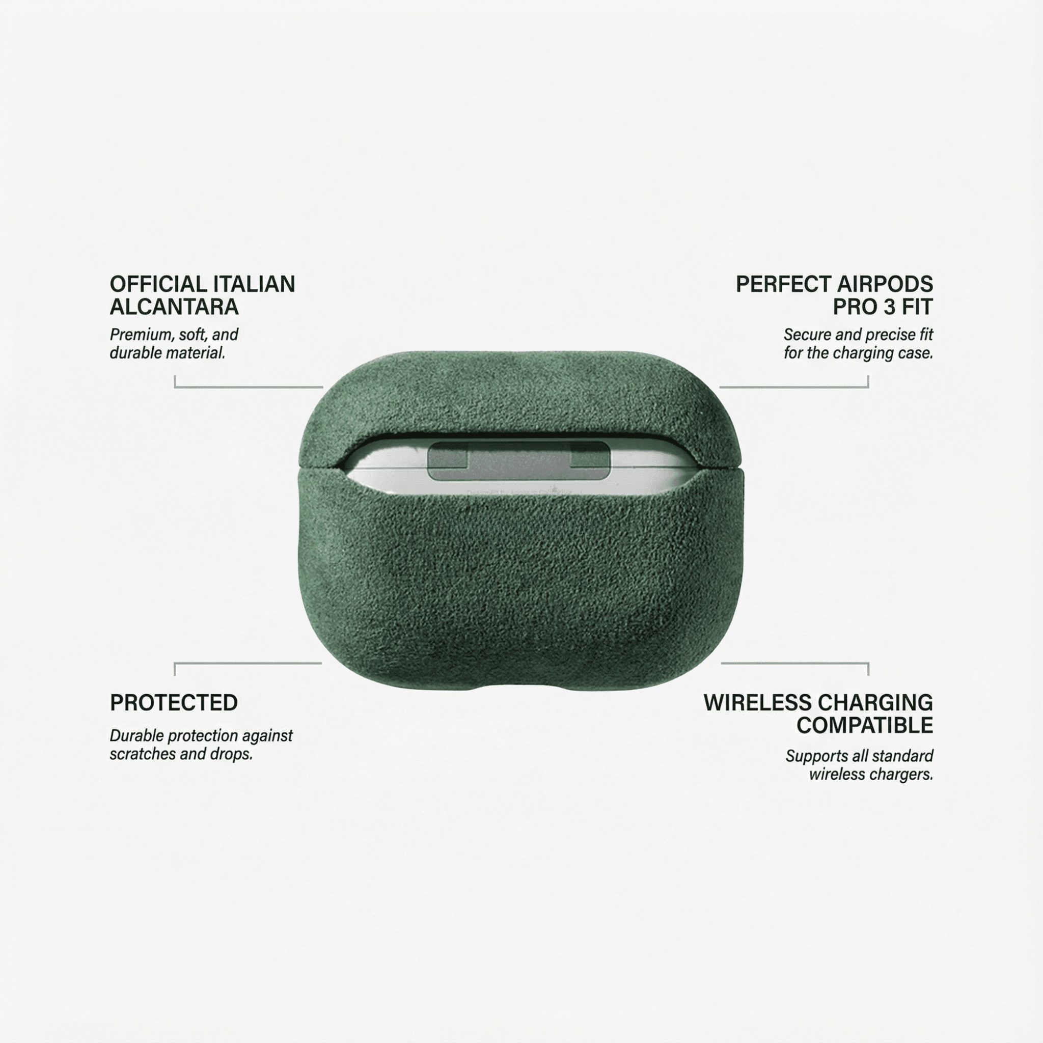 Coque Alcantara pour AirPods Pro (3ᵉ génération) - Vert Nuit