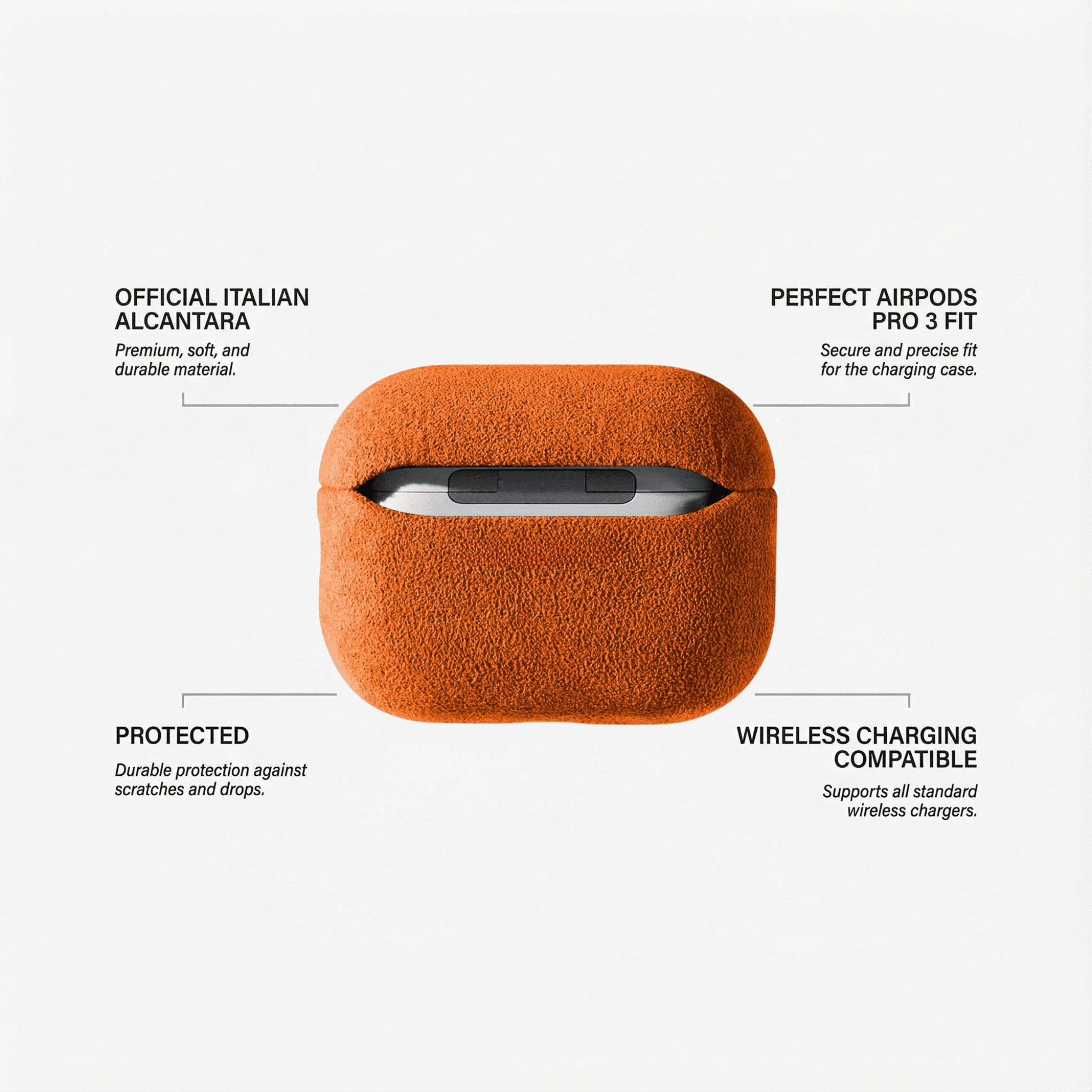 Coque Alcantara pour AirPods Pro (3e génération) - Orange