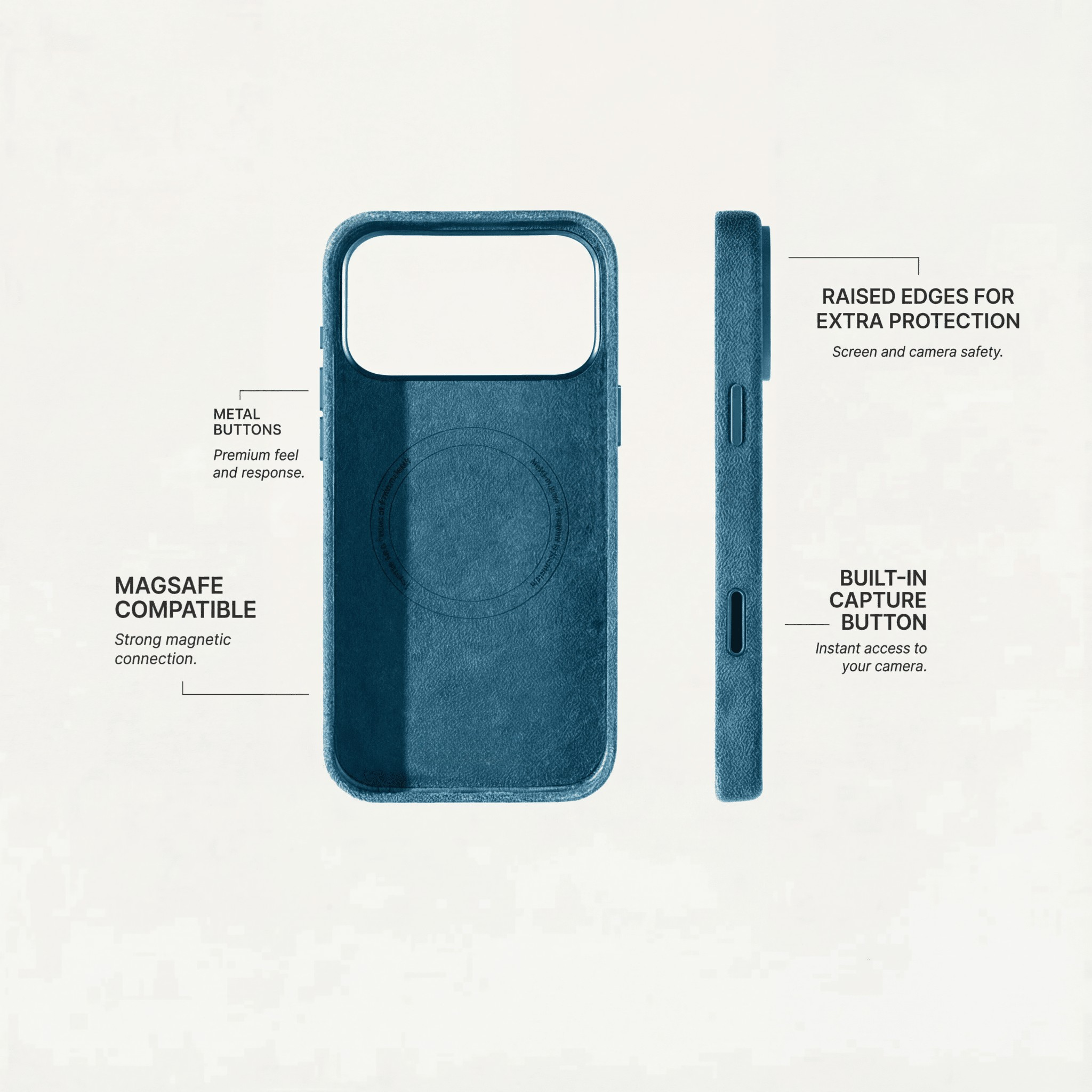 iPhone 17 Pro Max - Coque en Alcantara - Bleu océan