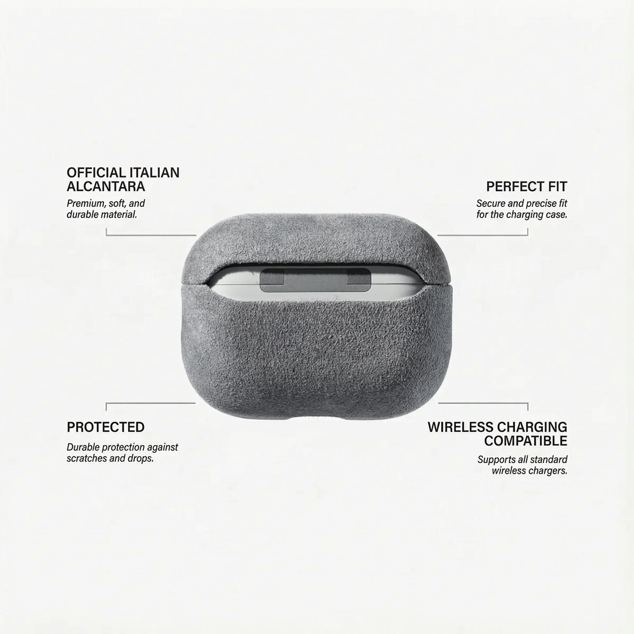 Coque en Alcantara pour AirPods Pro (2e génération) - Gris Nardo