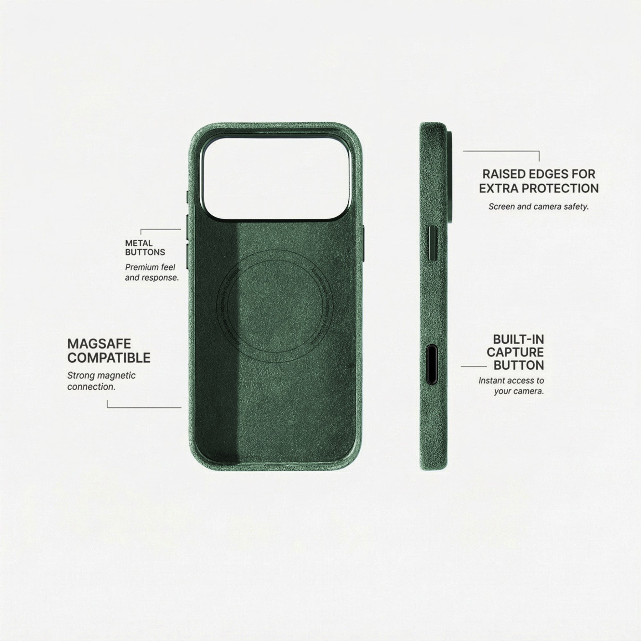 iPhone 17 Pro Max - Coque en Alcantara - Vert nuit