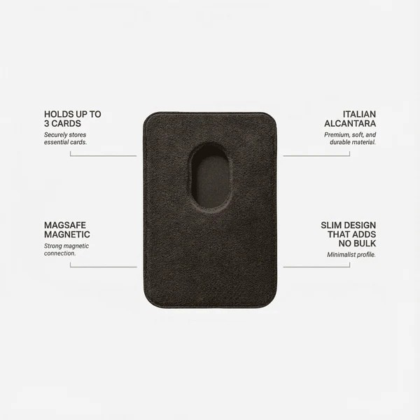 Portefeuille MagSafe en Alcantara - Marron Chocolat