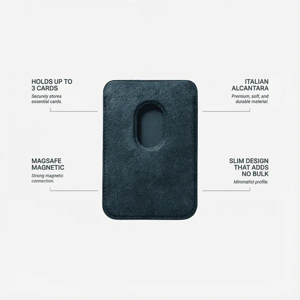 Portefeuille MagSafe en Alcantara - Bleu Marine