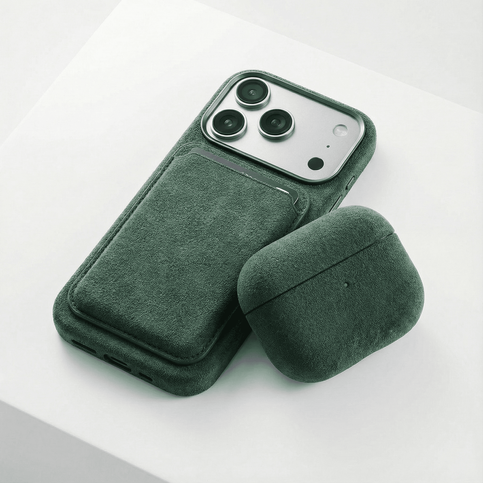 Coque en Alcantara pour AirPods Pro (2e génération) - Vert nuit
