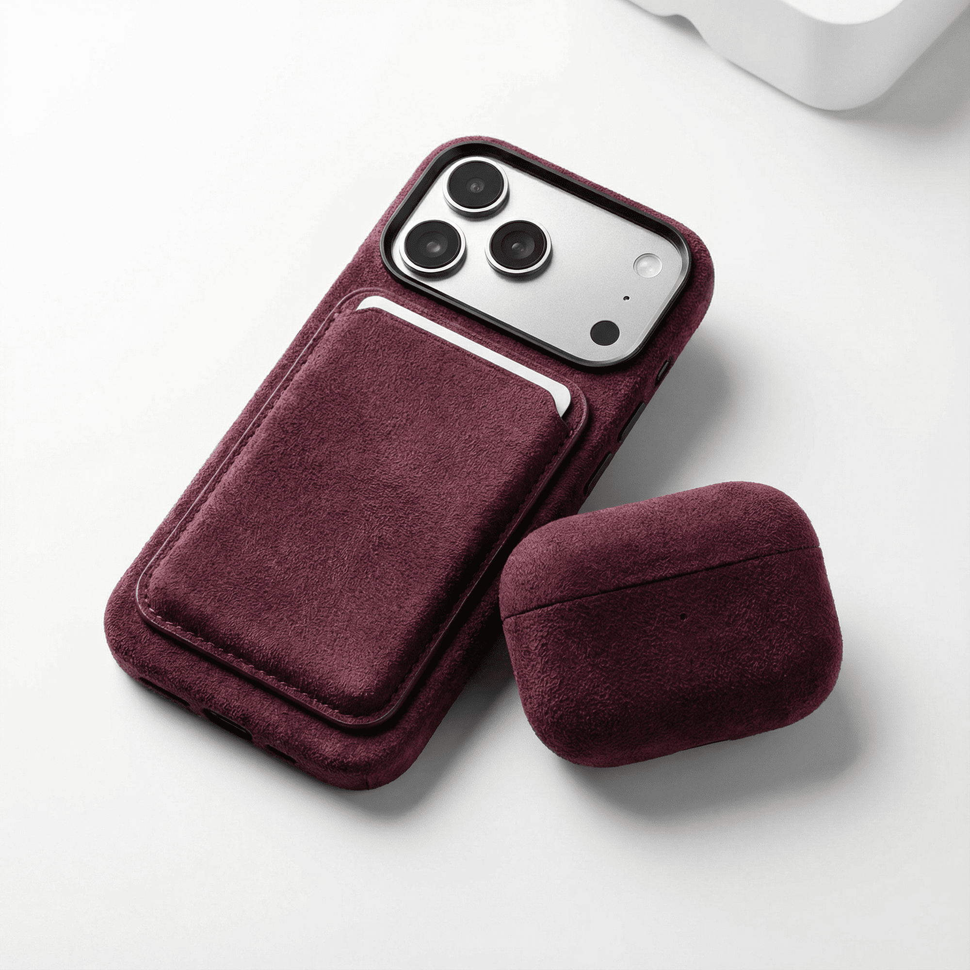 Coque en Alcantara pour AirPods Pro (2e génération) - Rouge bordeaux
