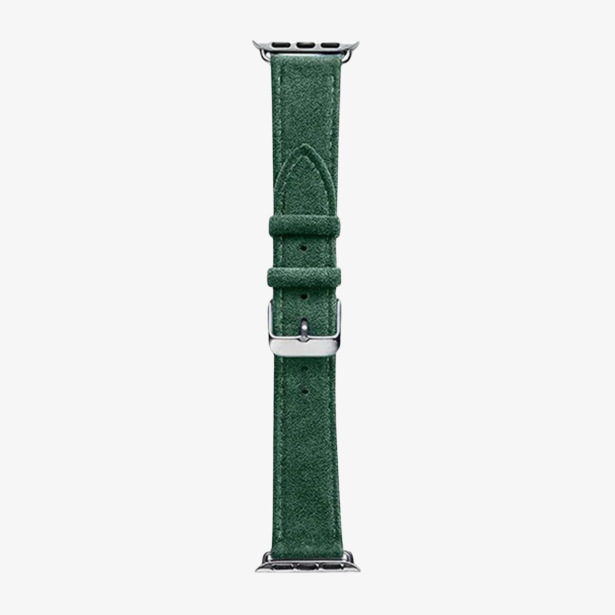 Bracelet Apple Watch en Alcantara avec boucle - Vert nuit - 42/44/45/46 mm & Ultra (49 mm)