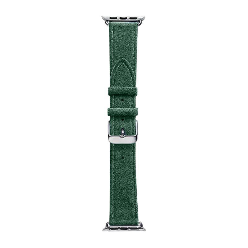 Bracelet Apple Watch en Alcantara avec boucle - Vert nuit - 42/44/45/46 mm & Ultra (49 mm) - Édition Noël