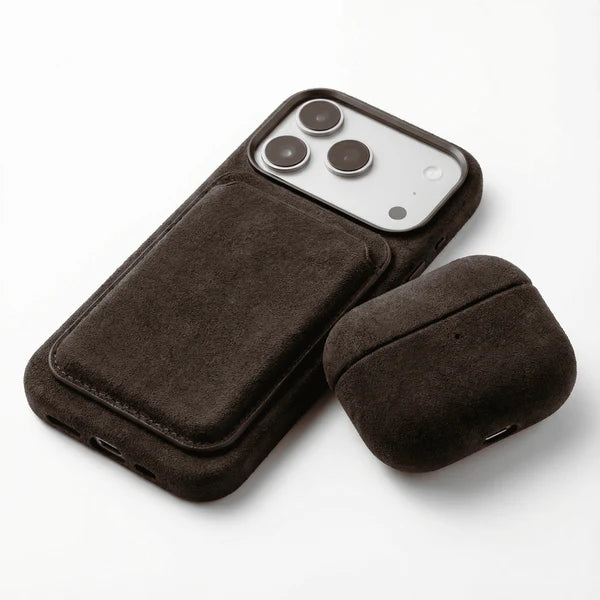 Portefeuille MagSafe en Alcantara - Marron Chocolat