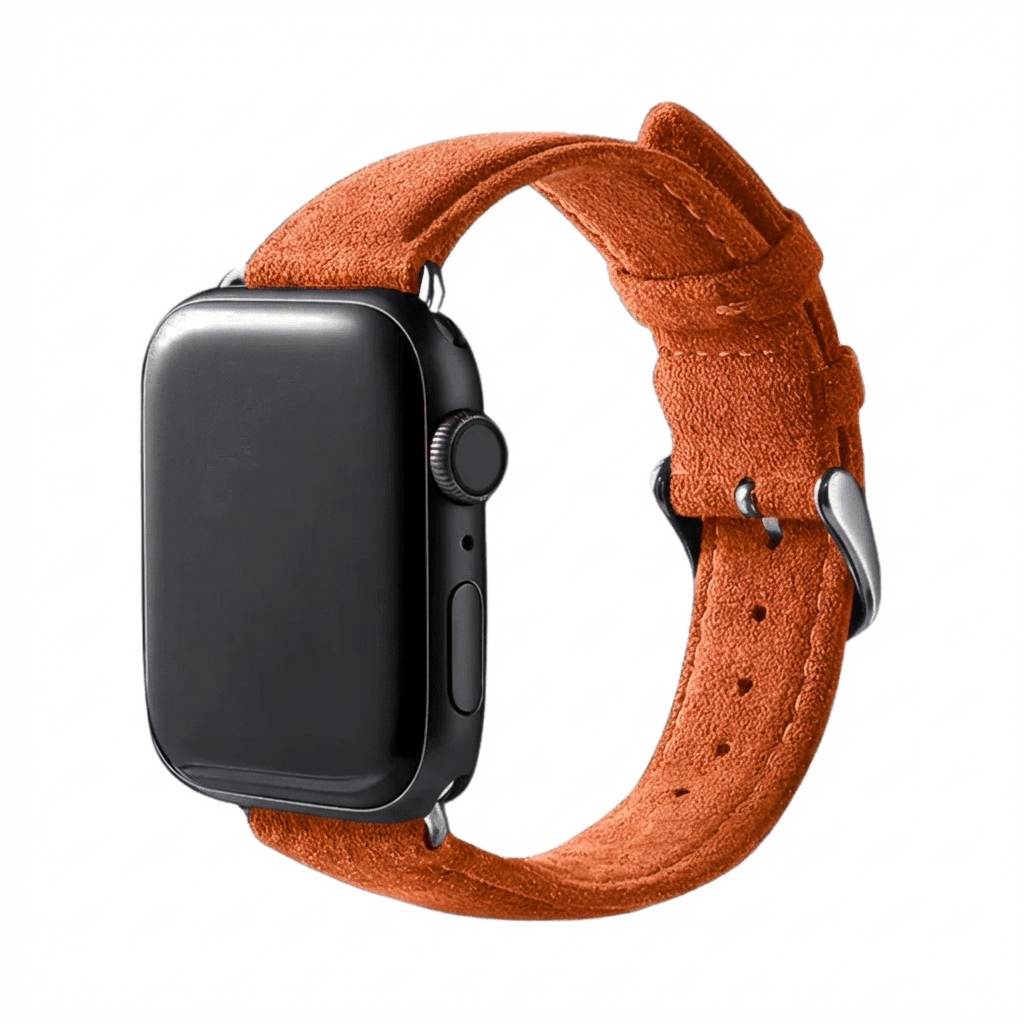 Bracelet Apple Watch en Alcantara avec boucle - Orange - 38/40/41/42 mm