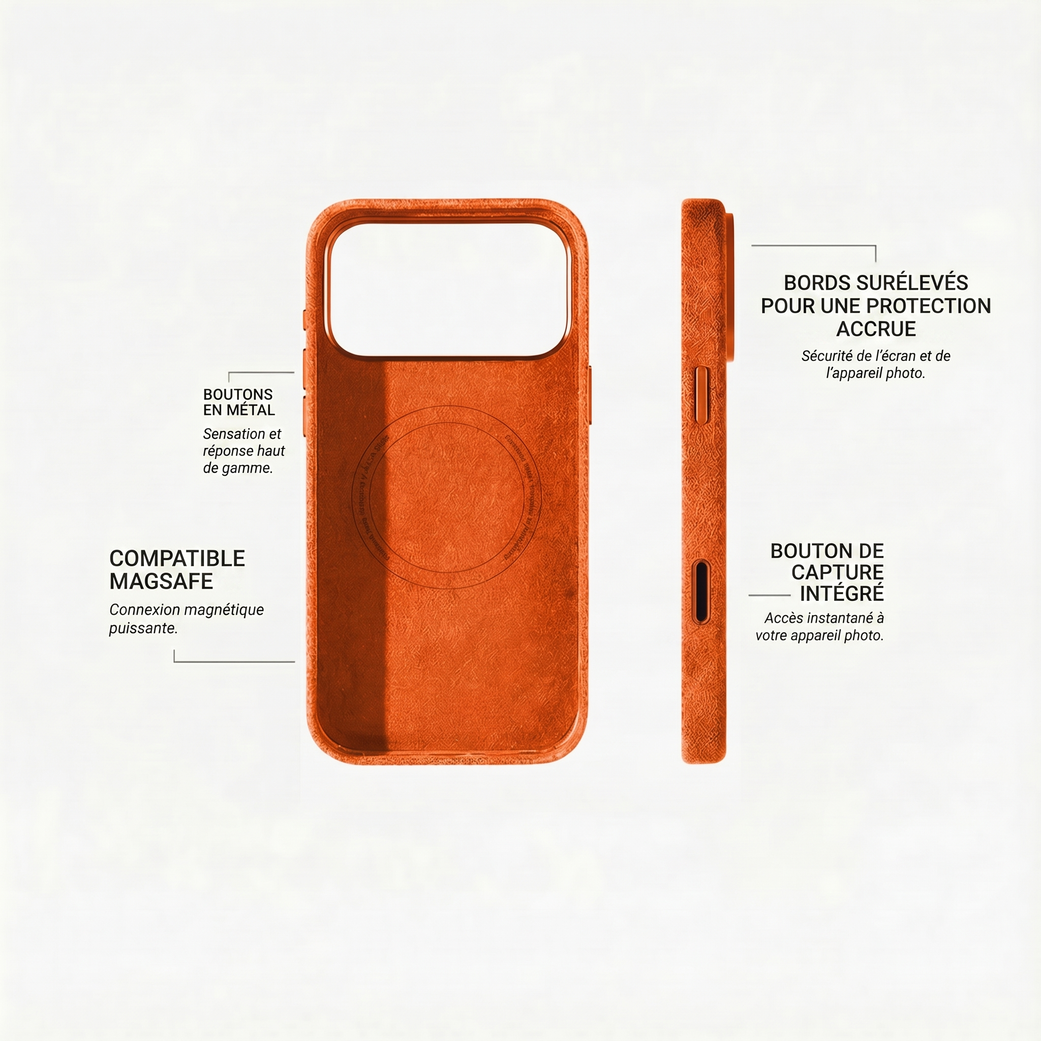 iPhone 17 Pro - Coque en Alcantara - Orange