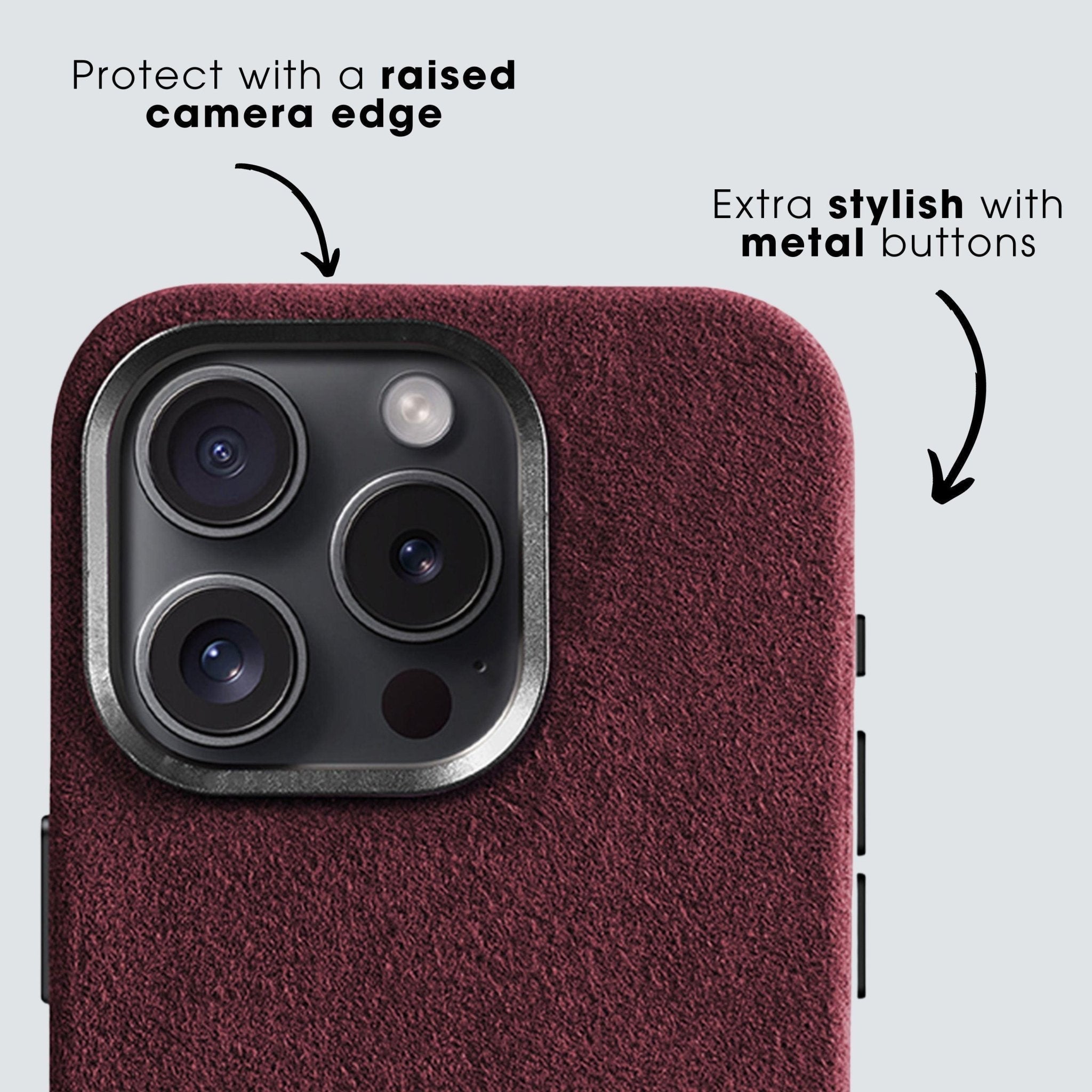 iPhone 15 - Coque en Alcantara - Rouge bordeaux