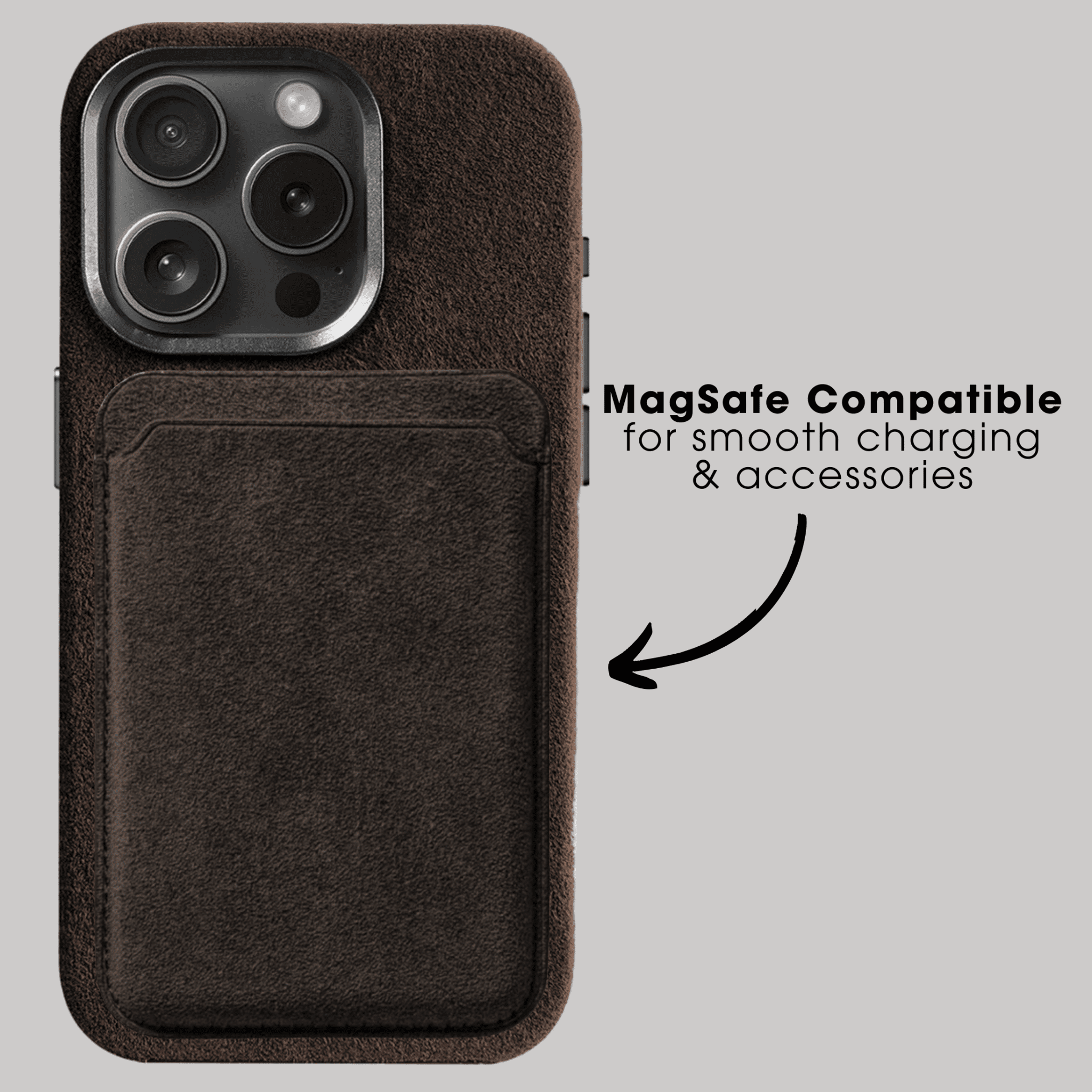 iPhone 15 Pro - Coque Alcantara - Marron Chocolat
