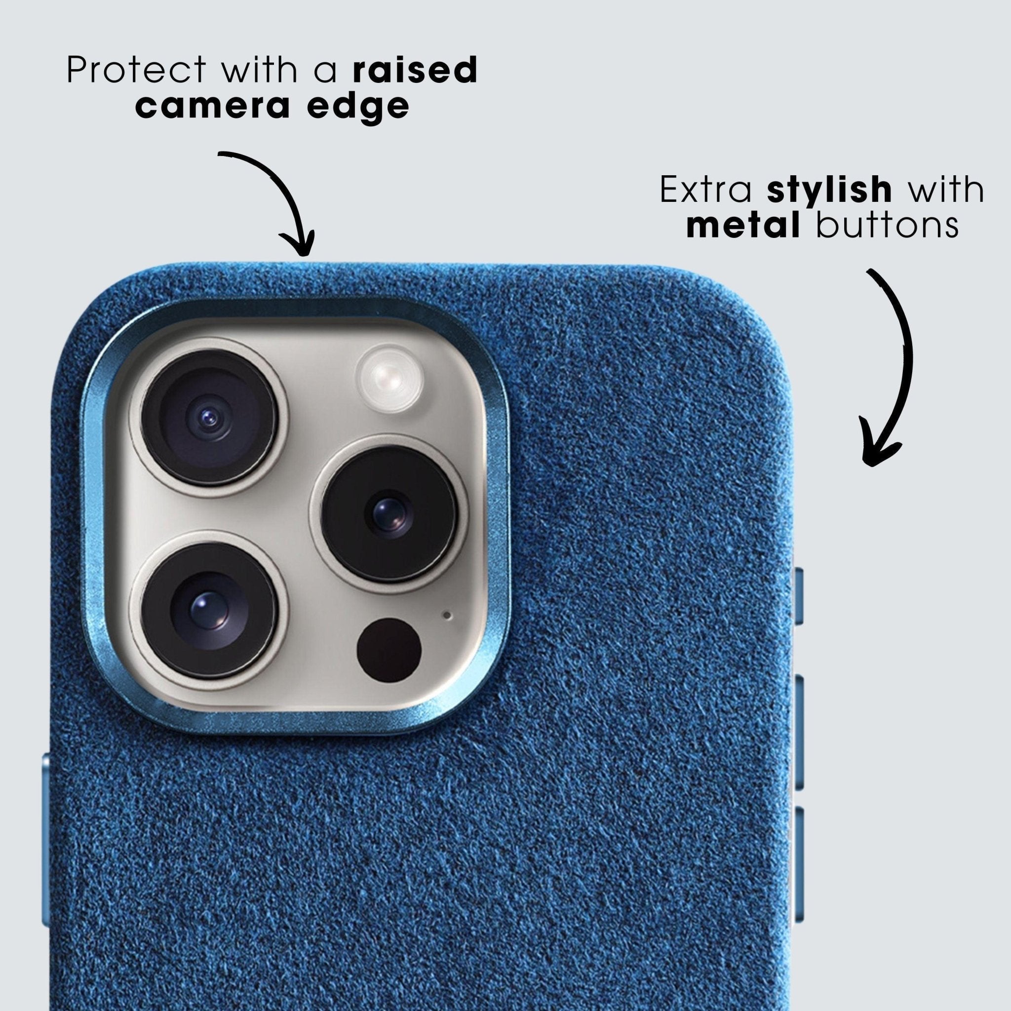 iPhone 15 Pro Max - Coque en Alcantara - Bleu océan