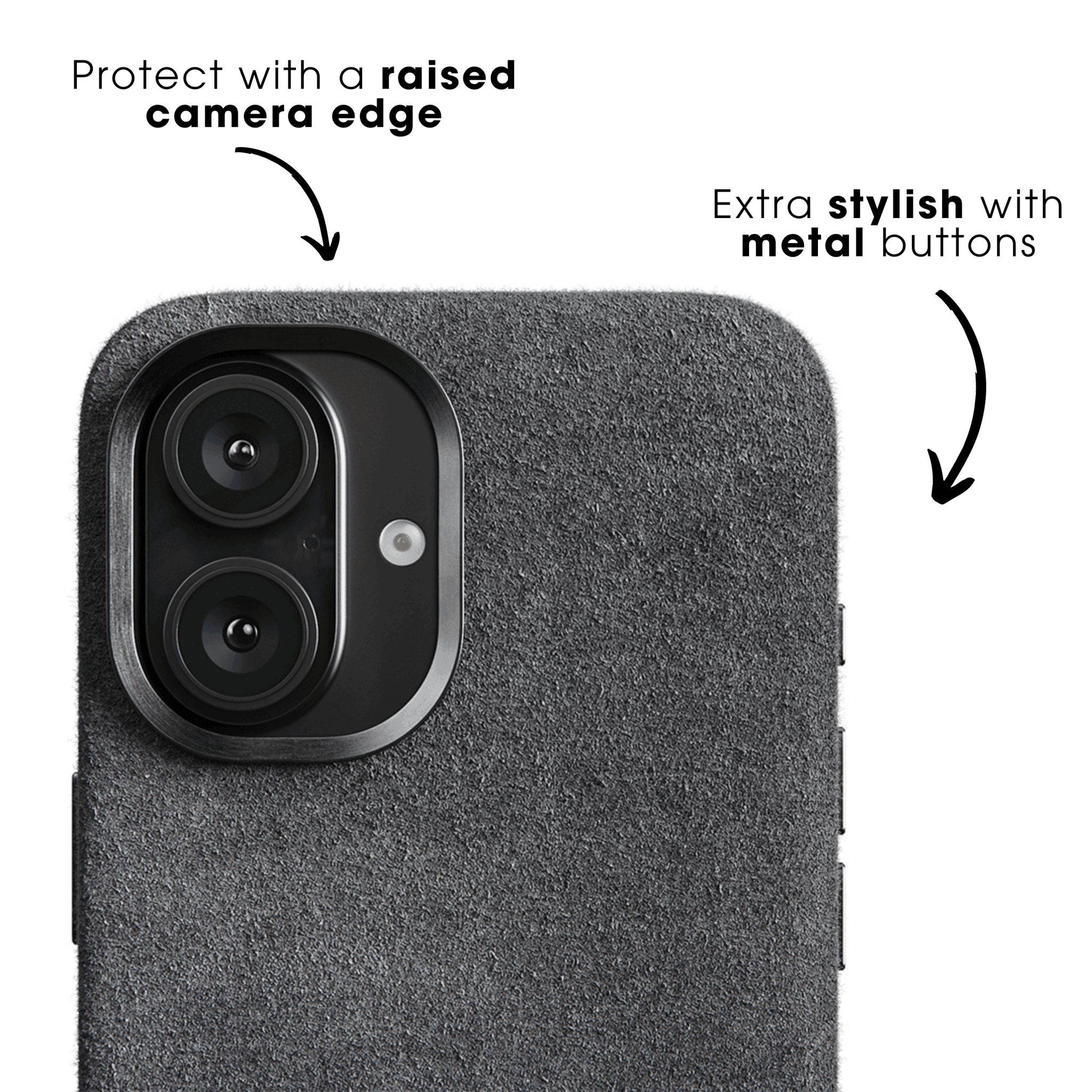 iPhone 16 - Coque en Alcantara - Gris Nardo