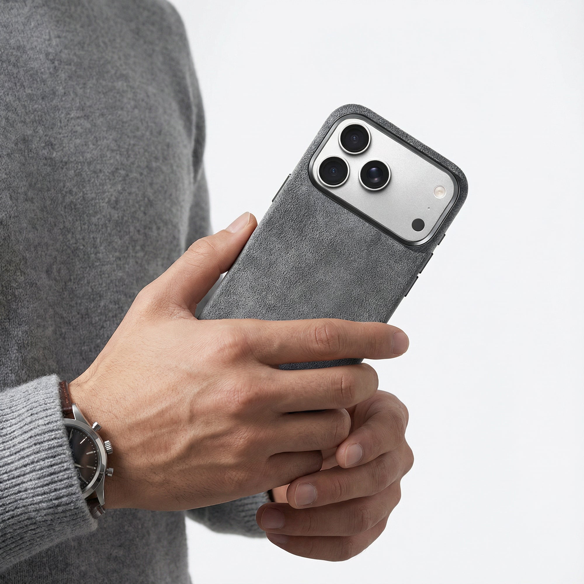 iPhone 17 Pro - Coque en Alcantara - Gris Nardo