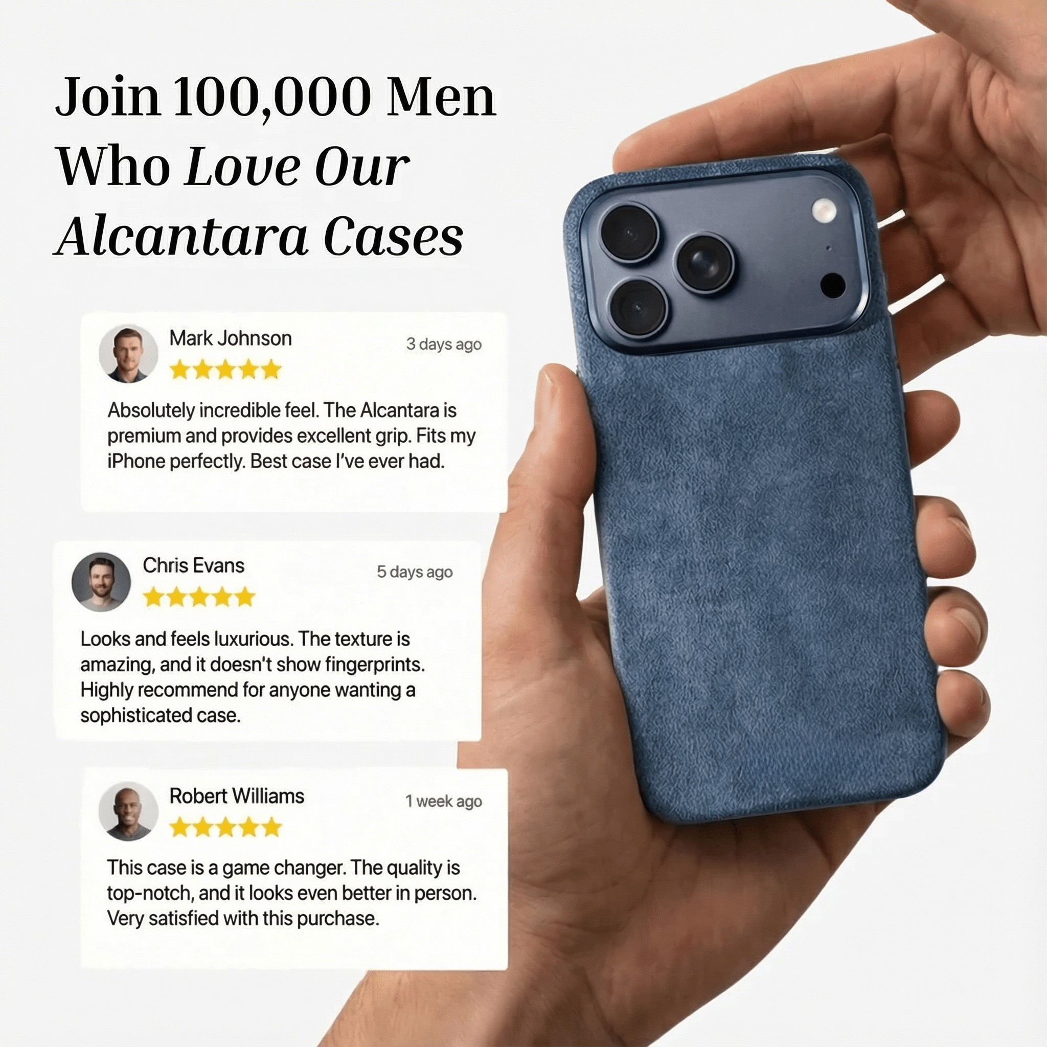 iPhone 17 Pro - Coque en Alcantara - Bleu océan