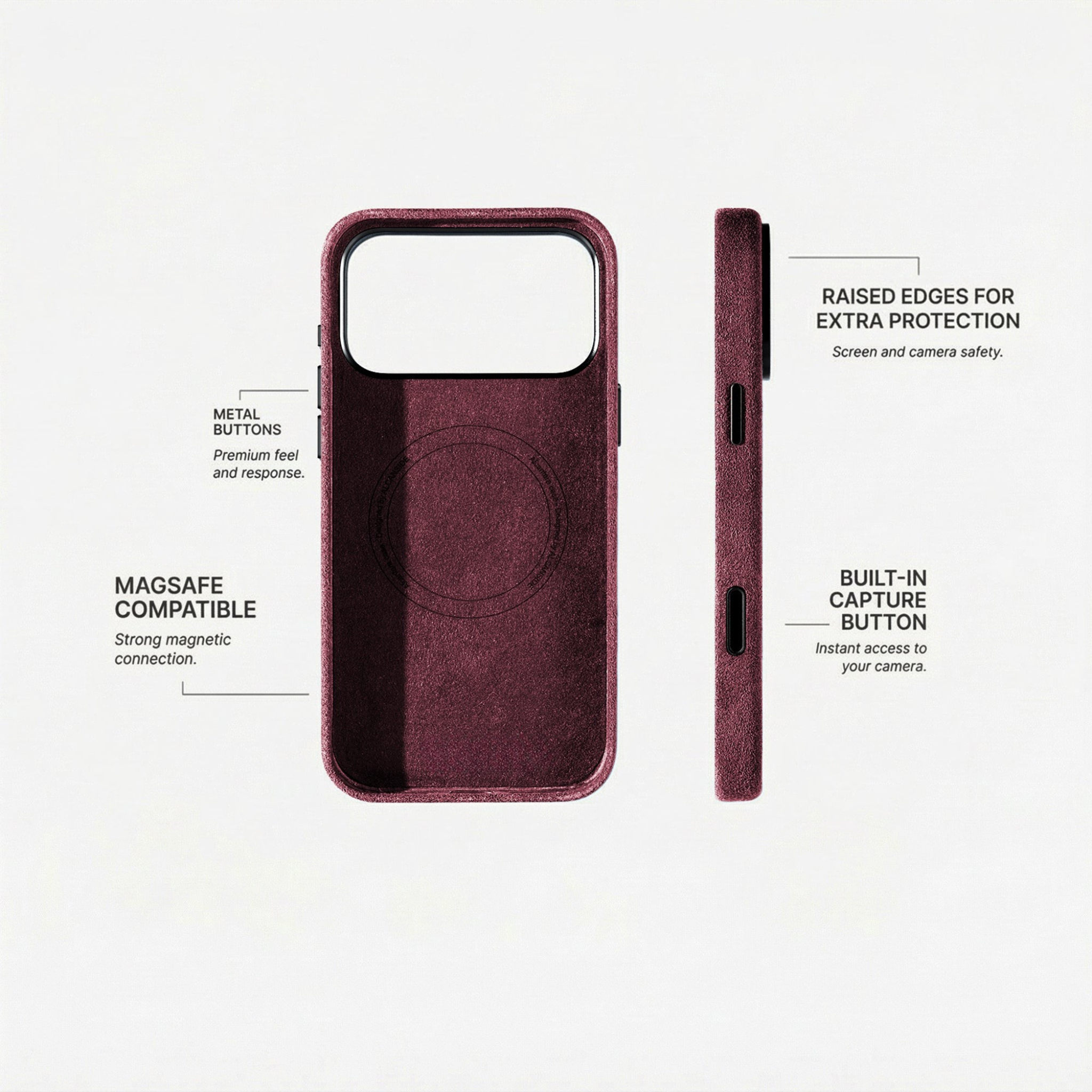 iPhone 17 Pro - Coque en Alcantara - Rouge bordeaux