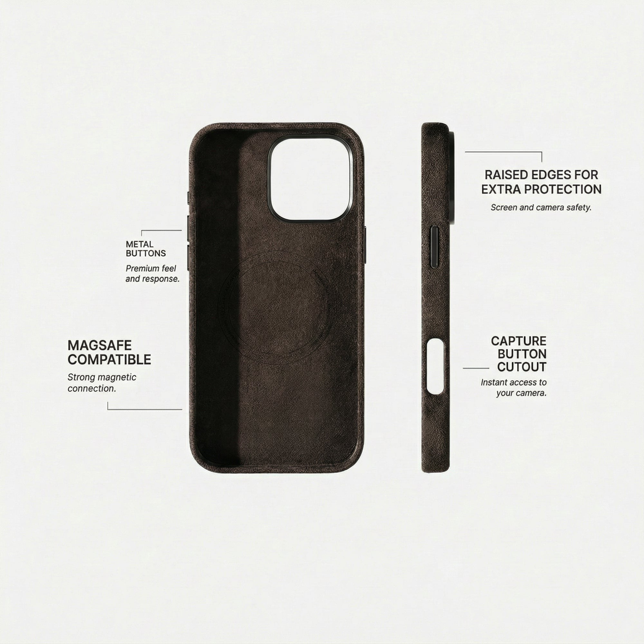 iPhone 16 Pro Max - Coque en Alcantara - Marron chocolat