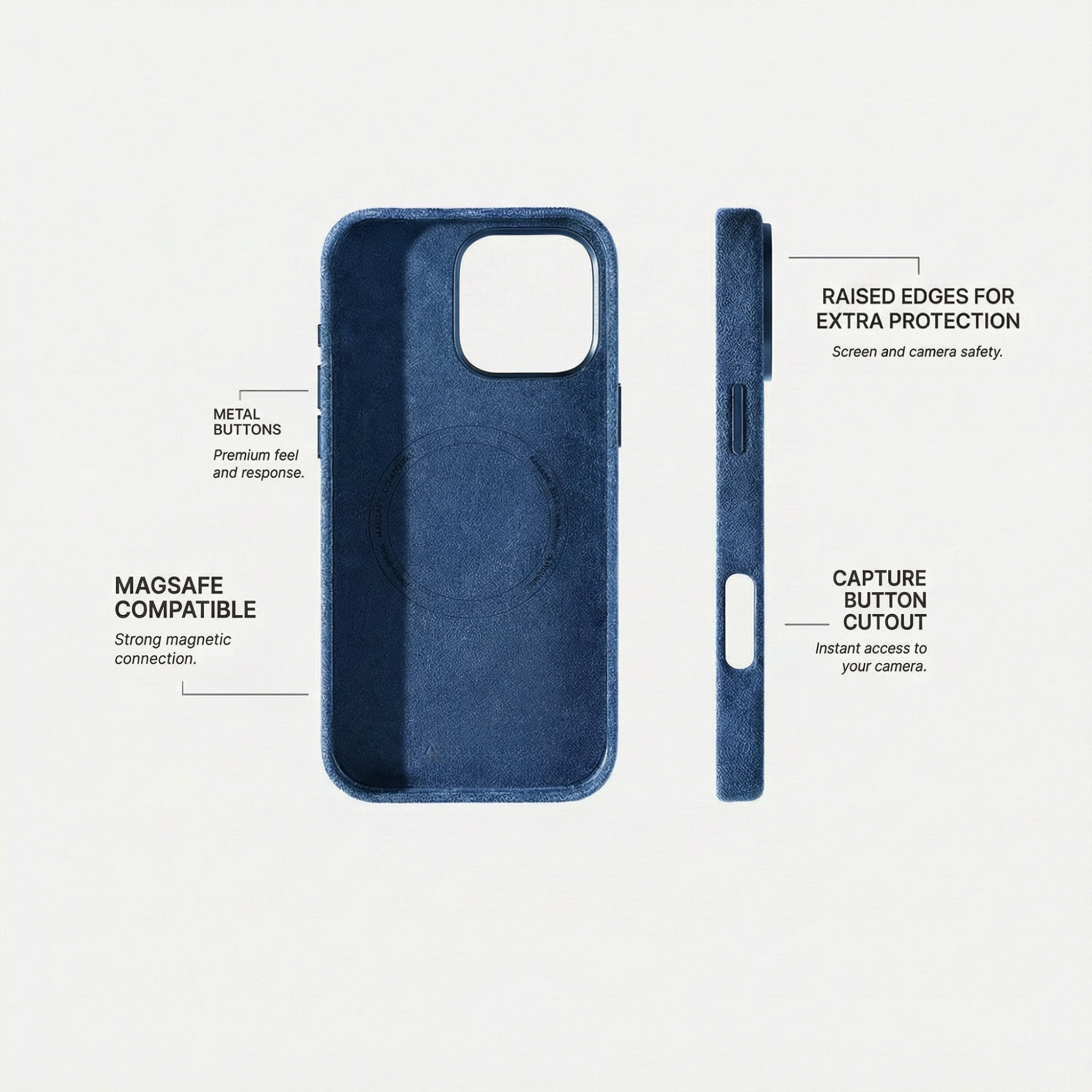 iPhone 16 Pro - Coque en Alcantara - Bleu océan