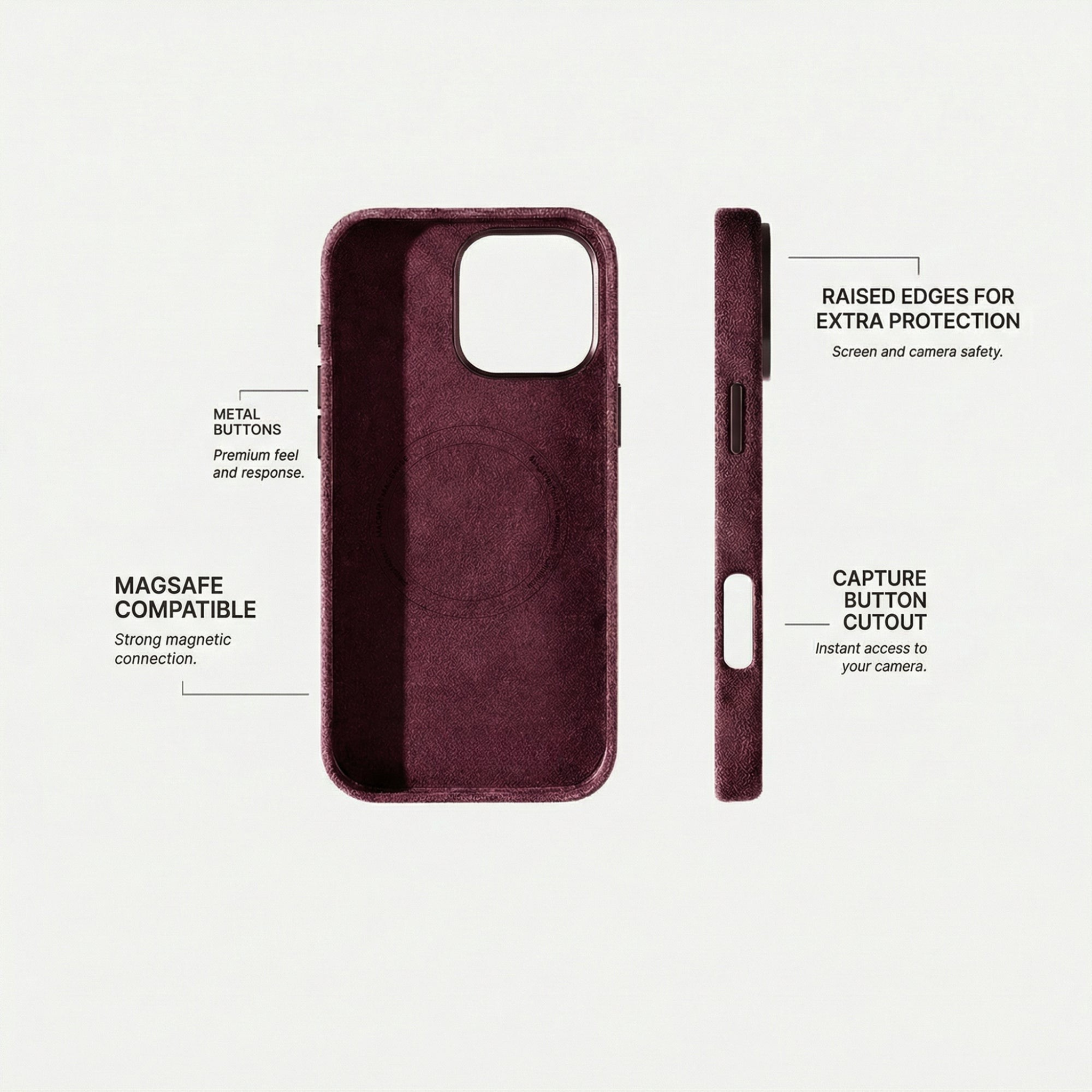 iPhone 16 Pro - Coque Alcantara - Rouge Bordeaux