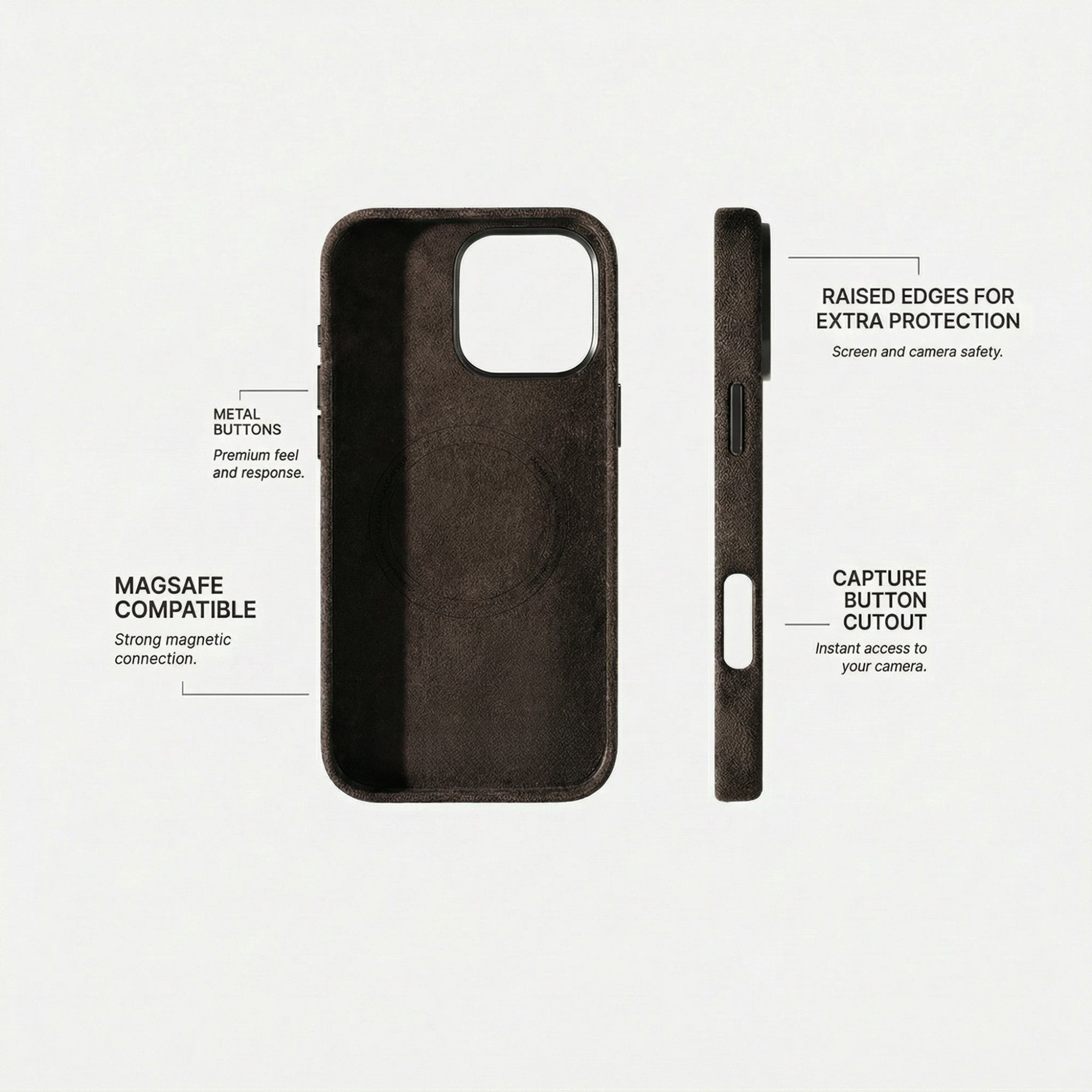 iPhone 16 Pro - Coque Alcantara - Marron Chocolat