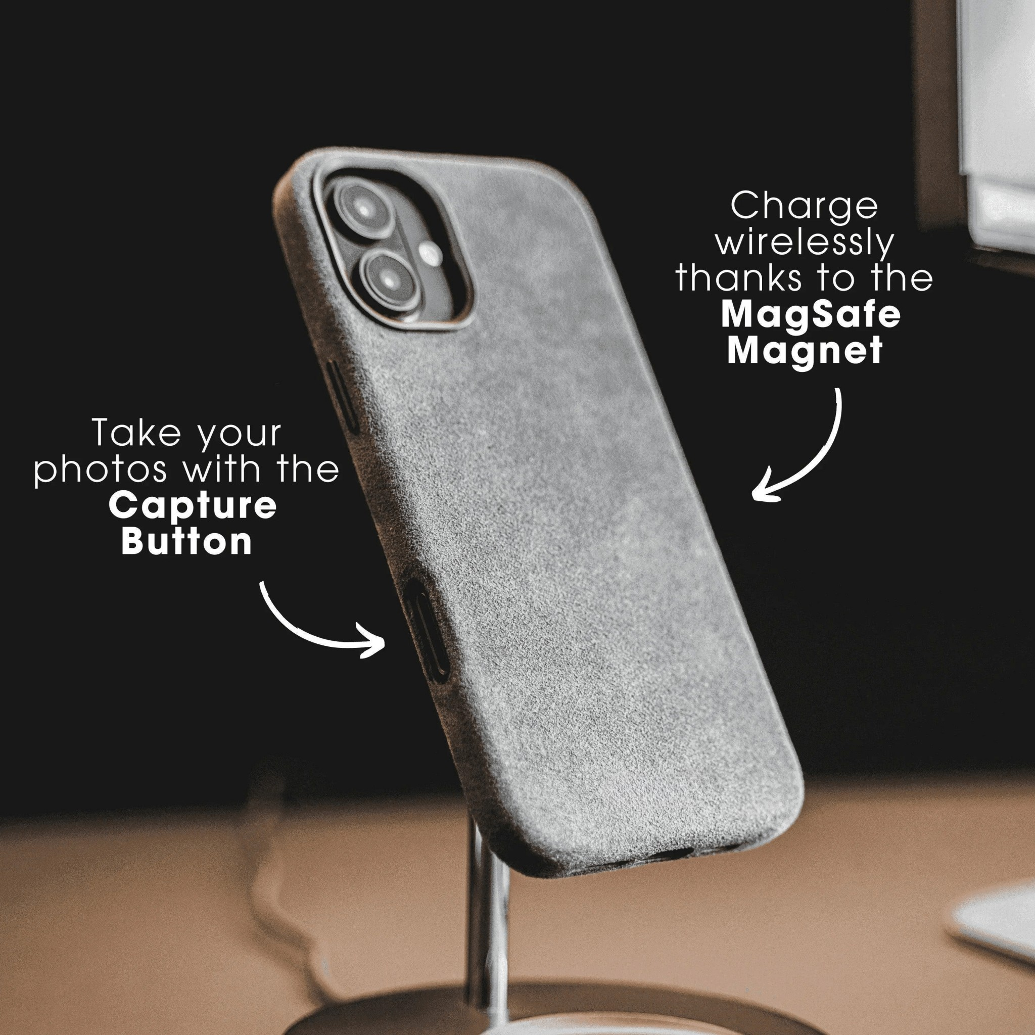 iPhone 16 Plus - Coque en Alcantara - Gris sidéral