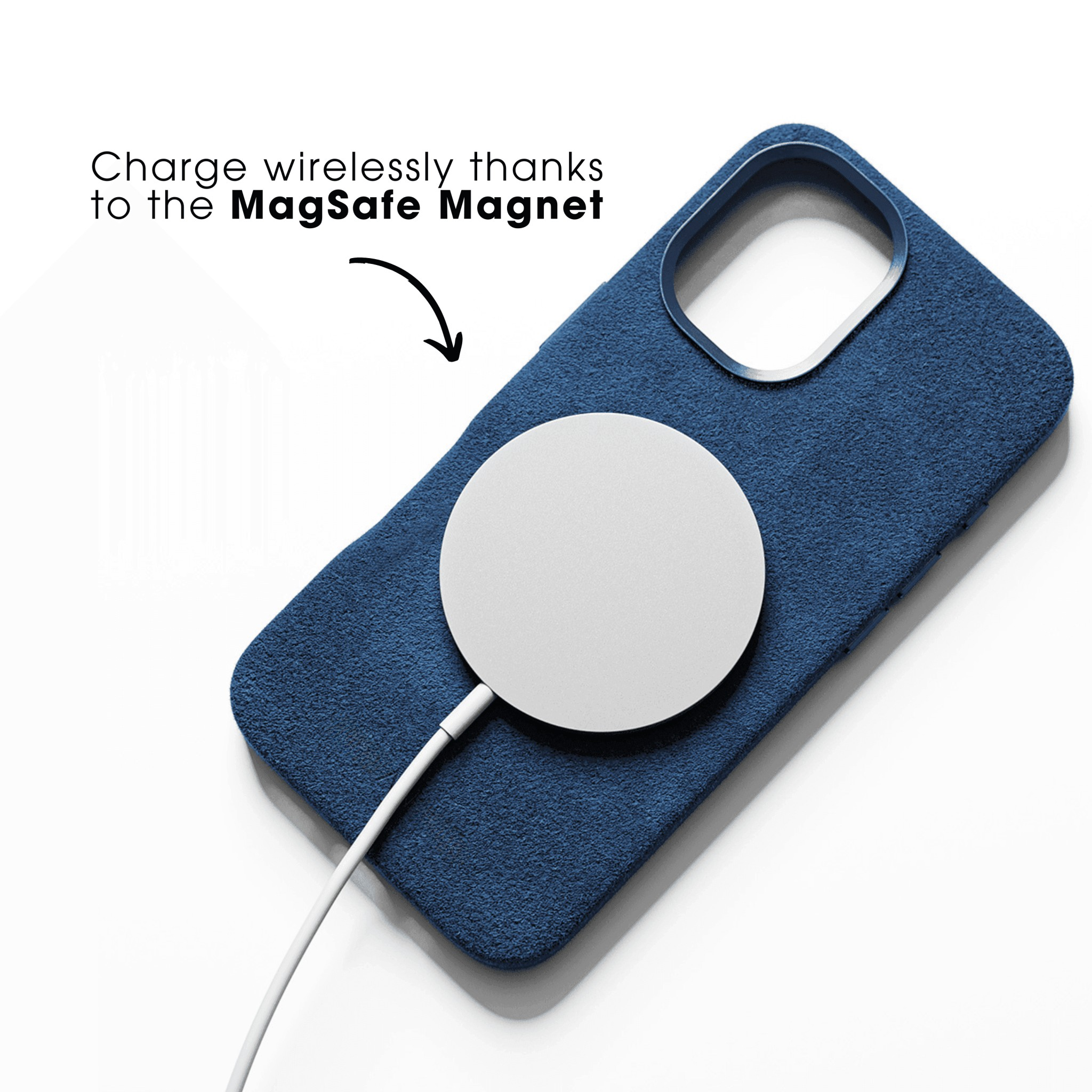 iPhone 16 Plus - Coque en Alcantara - Bleu océan