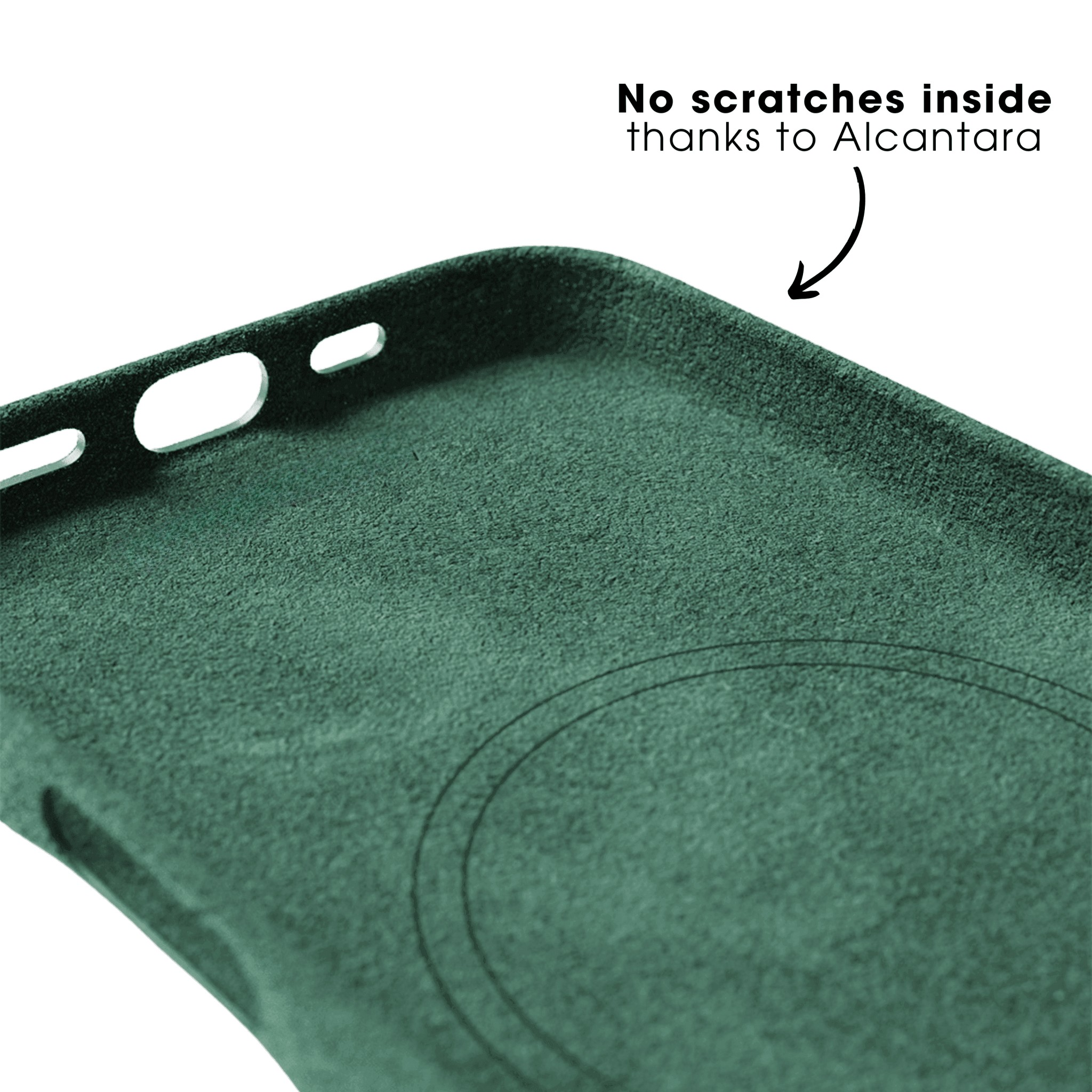 iPhone 16e - Coque en Alcantara - Vert Minuit
