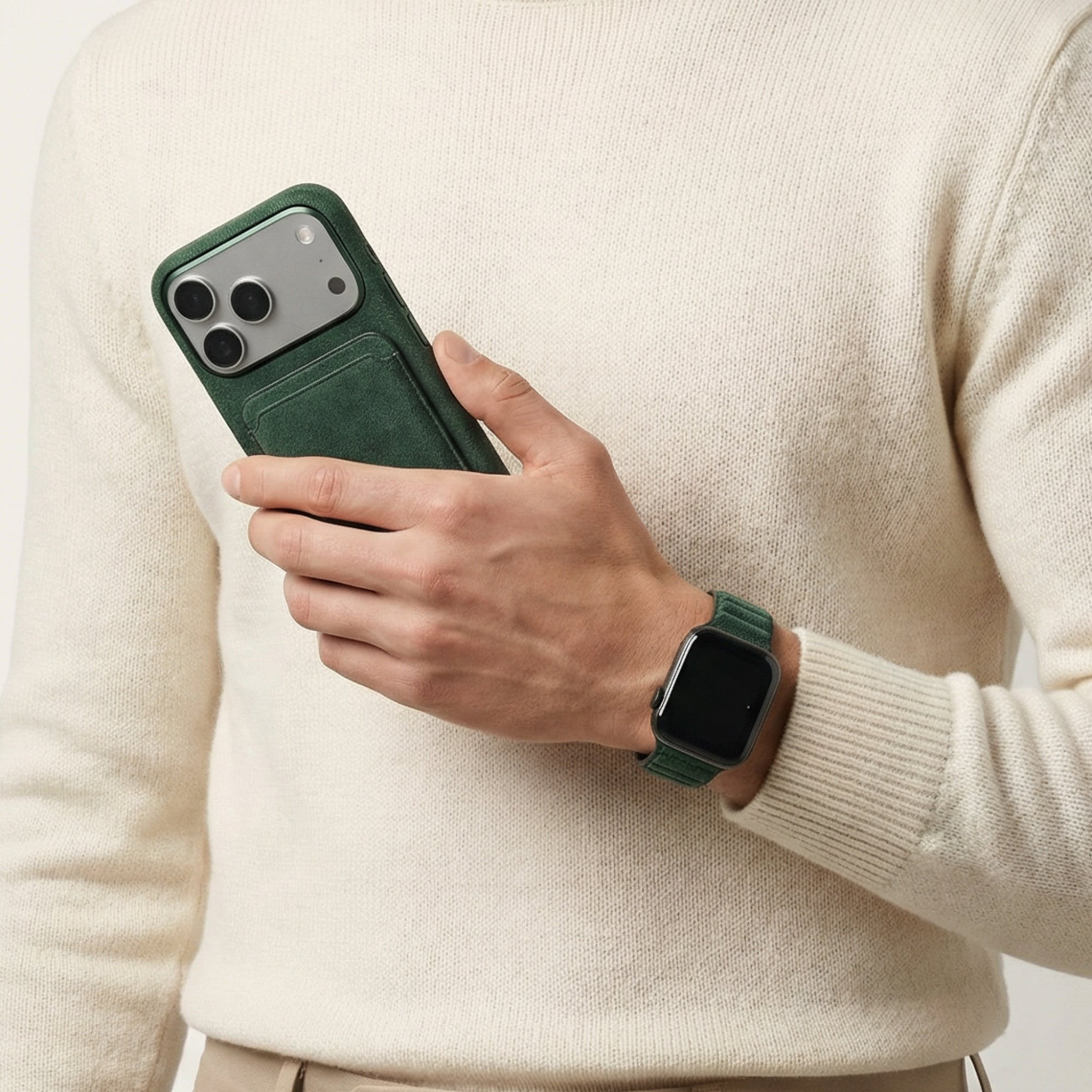 Bracelet Apple Watch en Alcantara - Vert nuit - 38/40/41/42 mm
