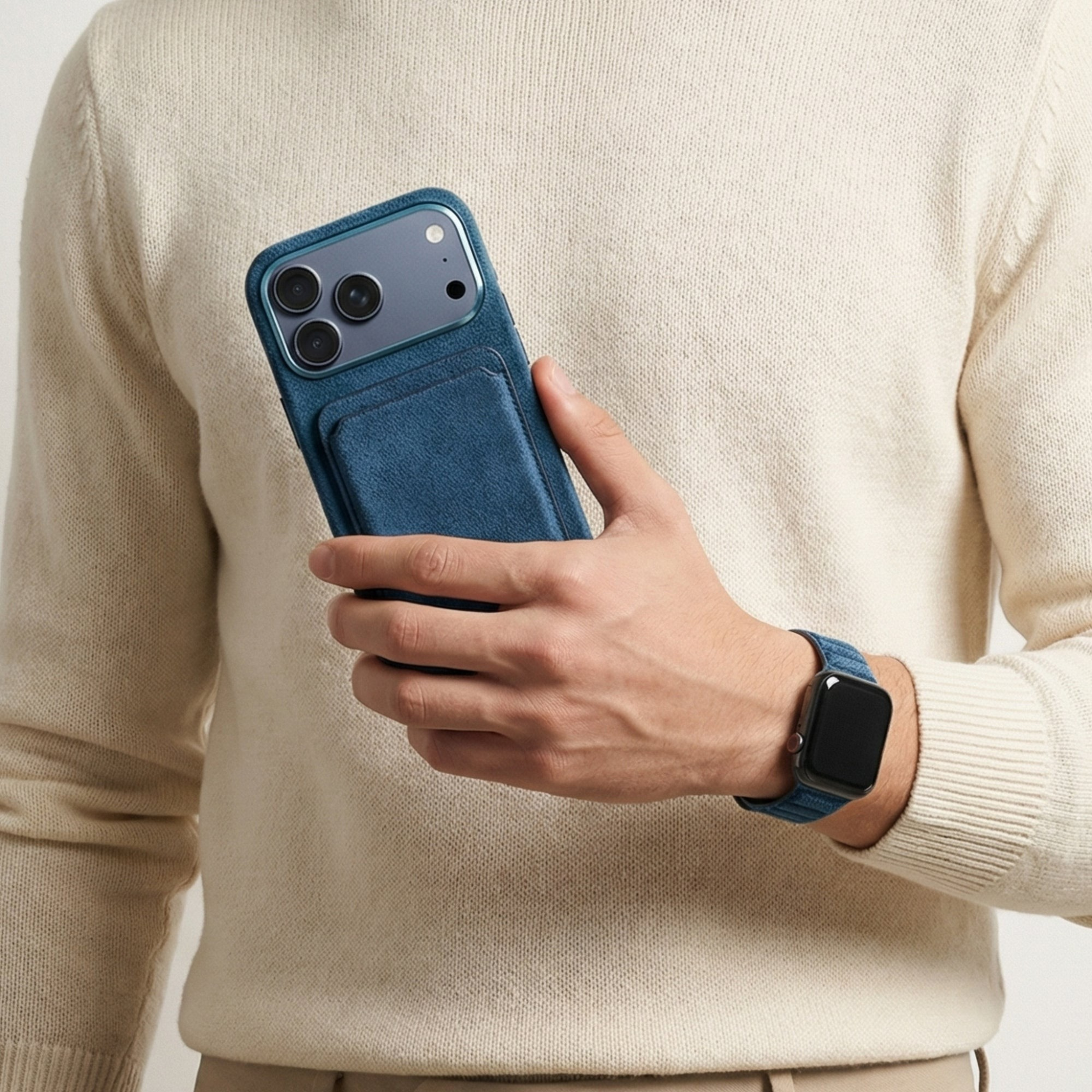 Bracelet Apple Watch en Alcantara - Bleu océan - 42/44/45/46 mm & Ultra (49 mm)