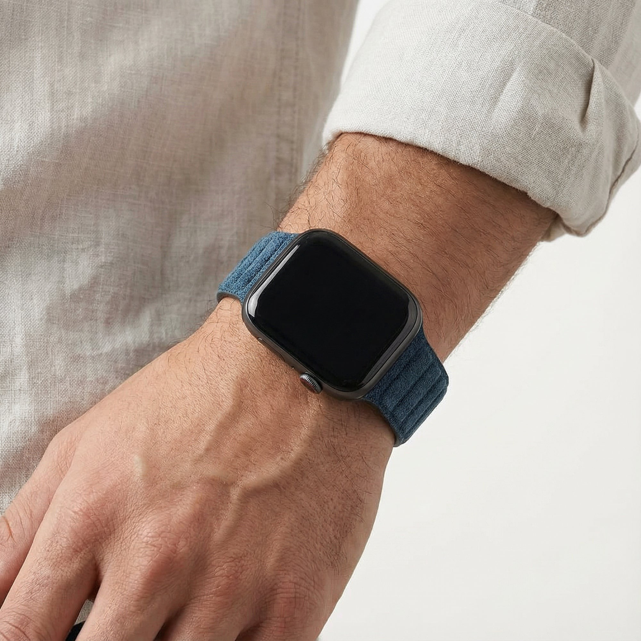 Bracelet Apple Watch en Alcantara - Bleu océan - 42/44/45/46 mm & Ultra (49 mm)