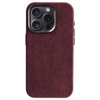 iPhone 15 Plus - Coque en Alcantara - Rouge bordeaux