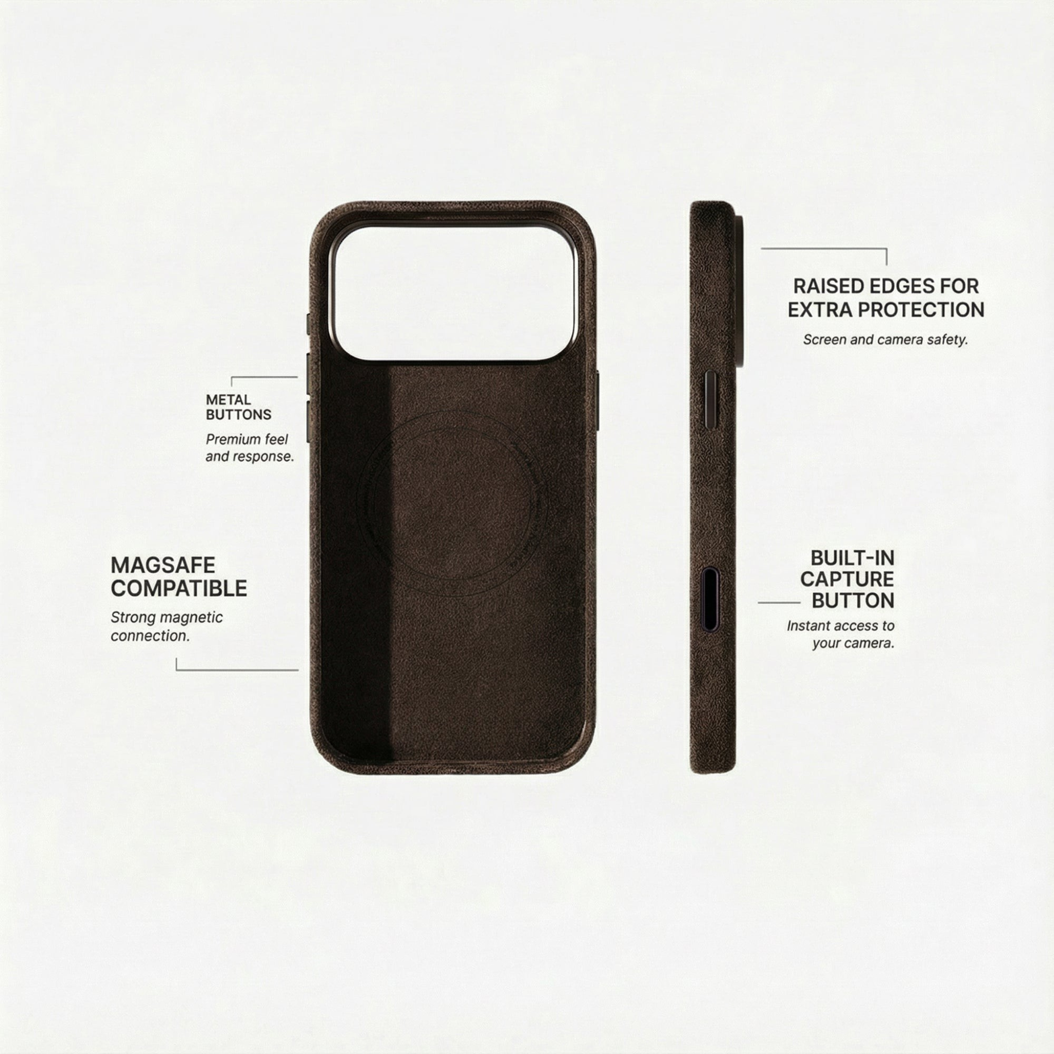iPhone 17 Pro Max - Coque Alcantara - Marron Chocolat