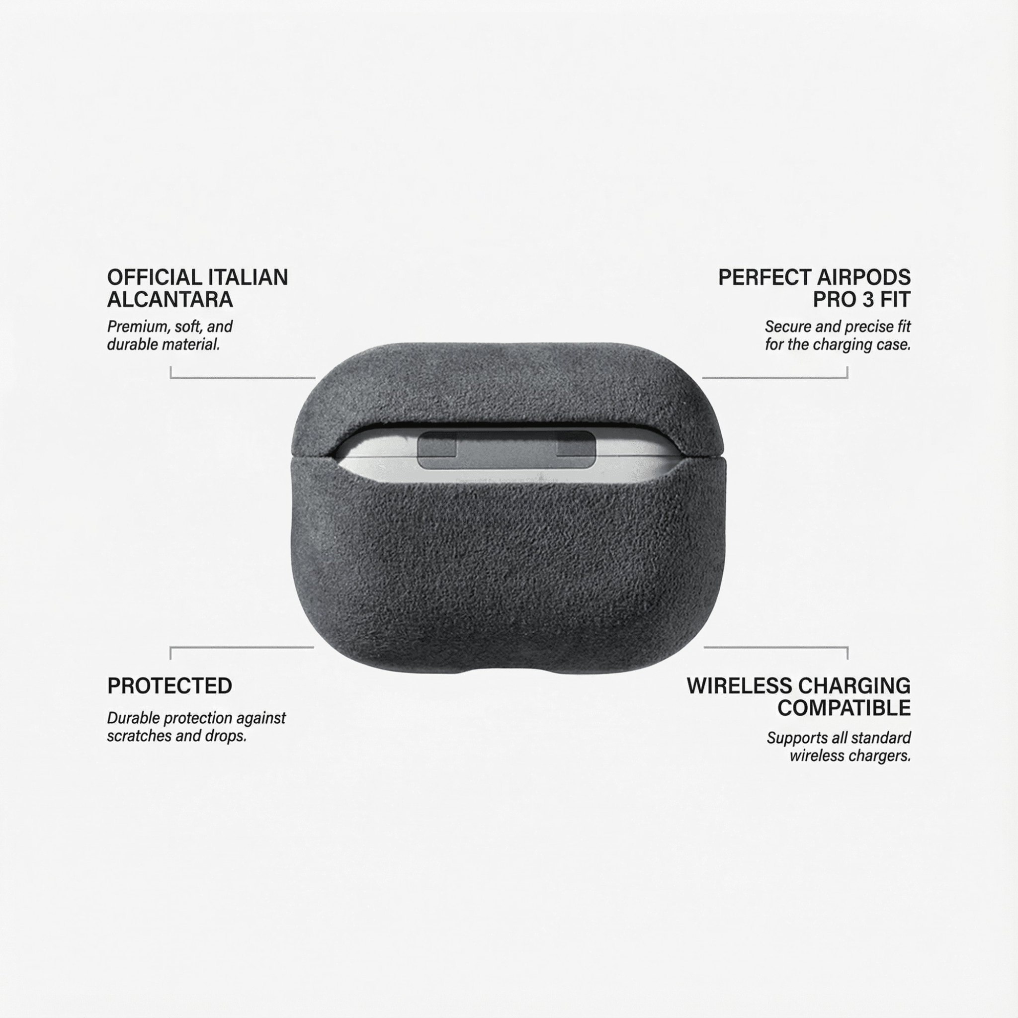 Coque AirPods Pro (3ᵉ génération) en Alcantara - Gris sidéral
