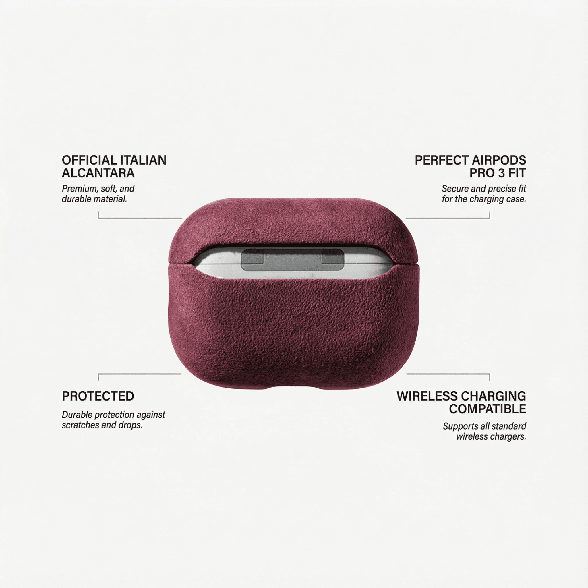 AirPods Pro (3ᵉ génération) Coque en Alcantara - Rouge bordeaux