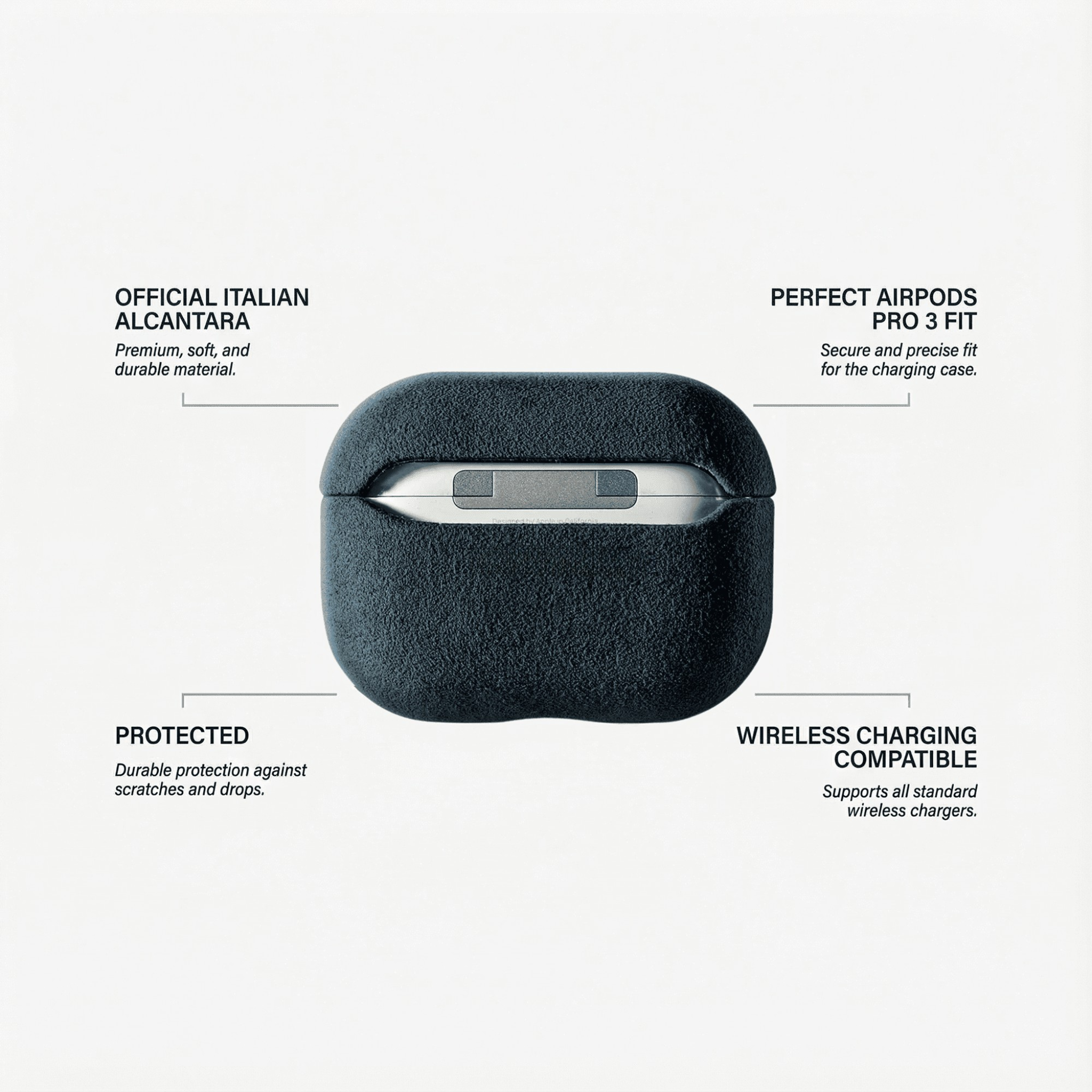 Coque en Alcantara pour AirPods Pro (3e génération) - Bleu marine