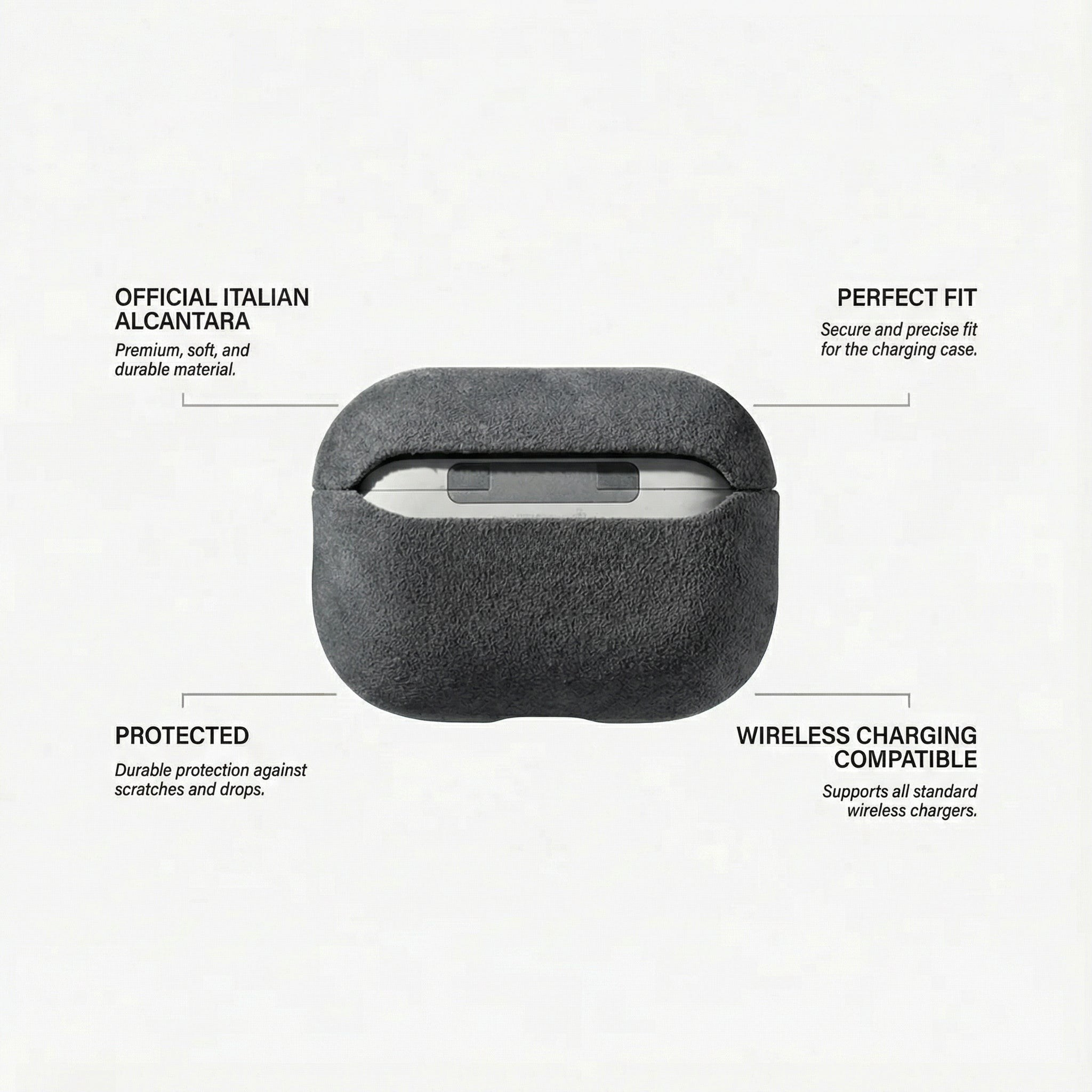 Coque en Alcantara pour AirPods Pro - Gris sidéral