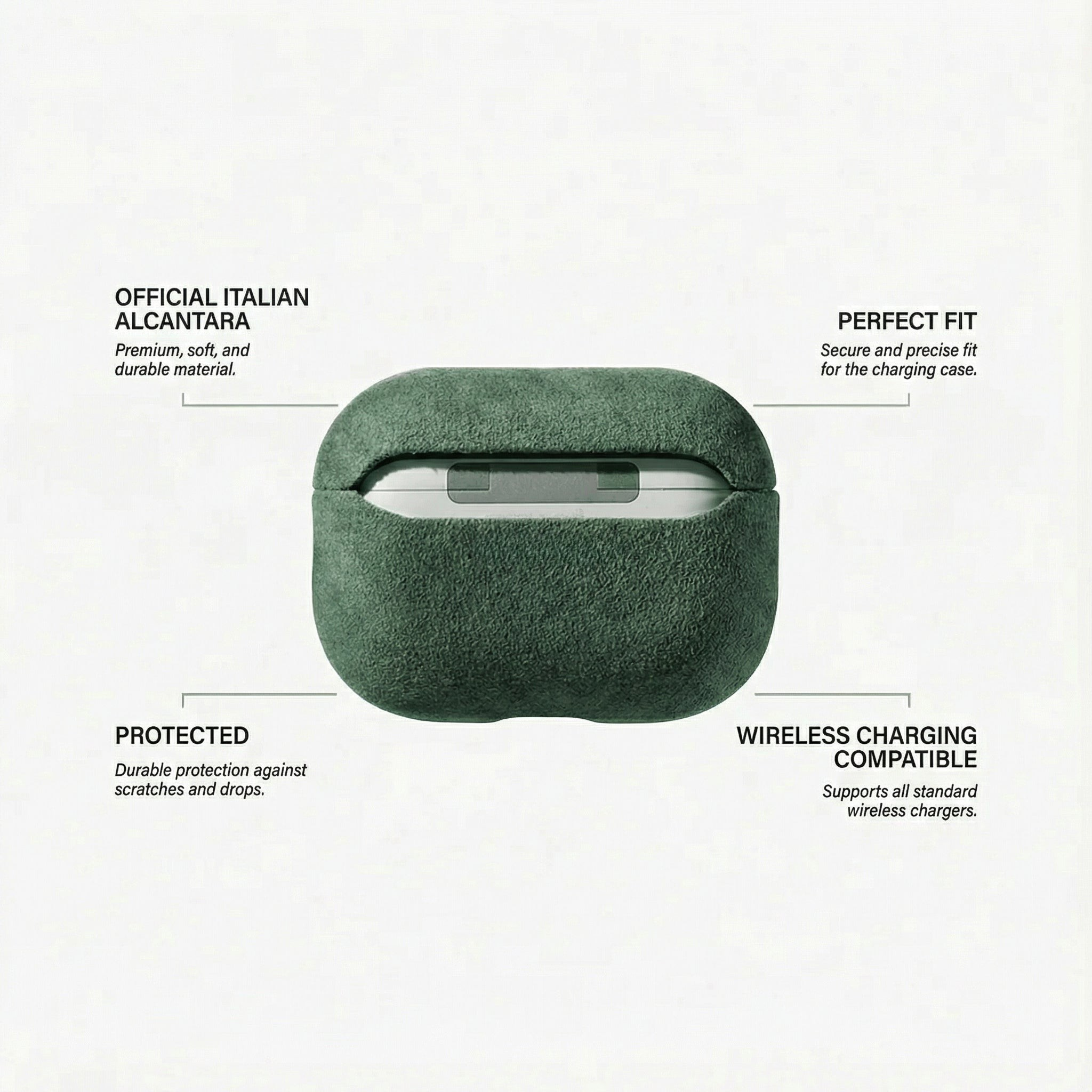 Coque en Alcantara pour AirPods Pro (2e génération) - Vert nuit