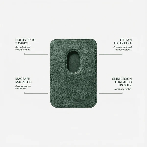 Portefeuille MagSafe en Alcantara - Vert Nuit