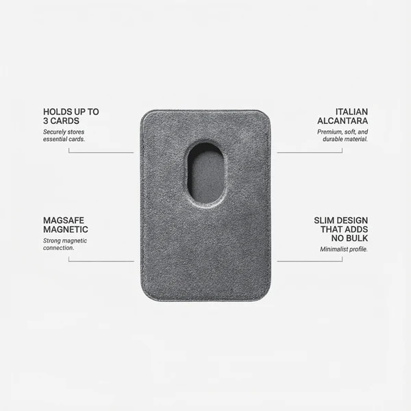 Portefeuille MagSafe en Alcantara - Gris Nardo