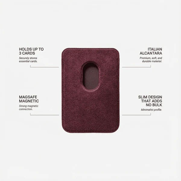 Portefeuille MagSafe en Alcantara - Rouge bordeaux